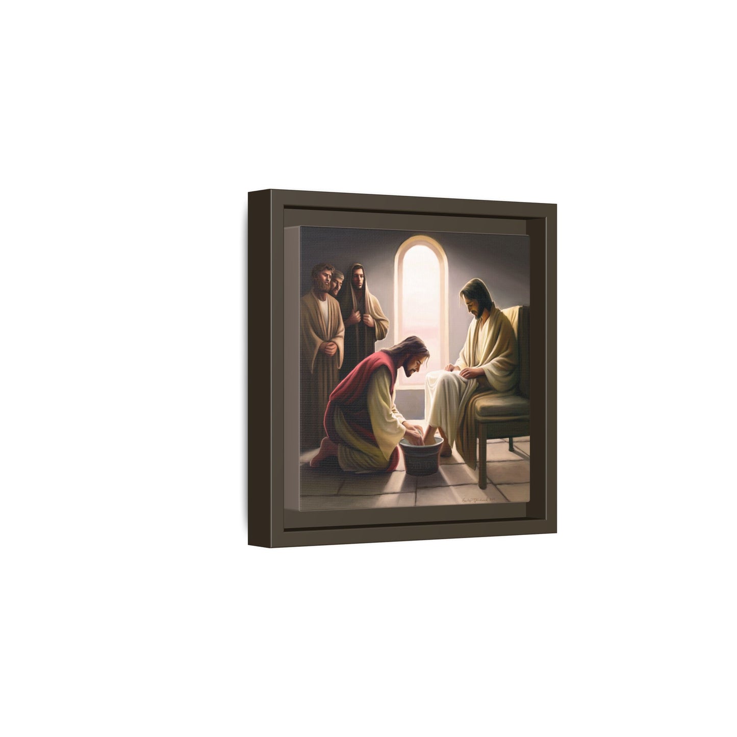 Jesus Washing Feet, Framed Canvas Print Art, Christ Washing Disciple's Feet, Christian Gift, Jesus Christ Serving Others, many sizes available