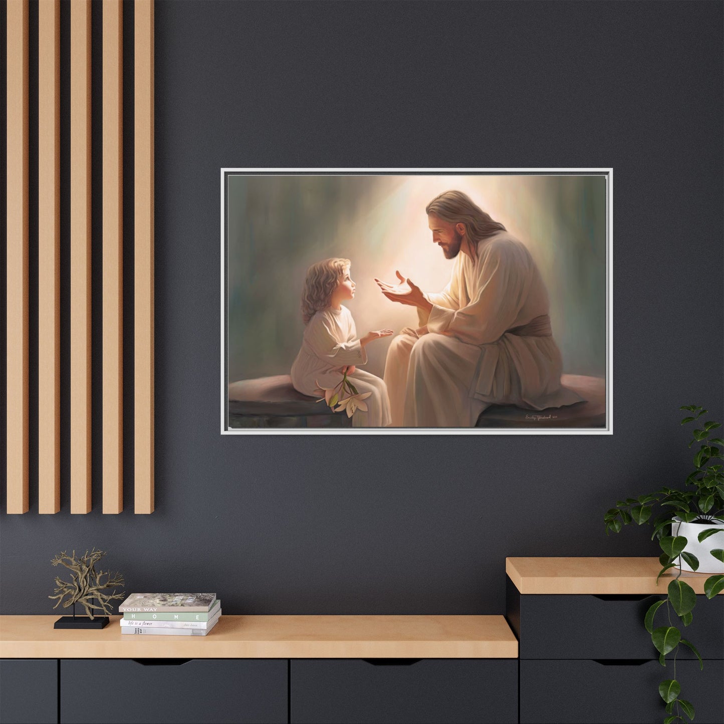 You Are The Light Fine Art Canvas Print, Framed, Picture of Jesus, Christian Gift, Christian Art, Jesus Christ Art with Child, Framed