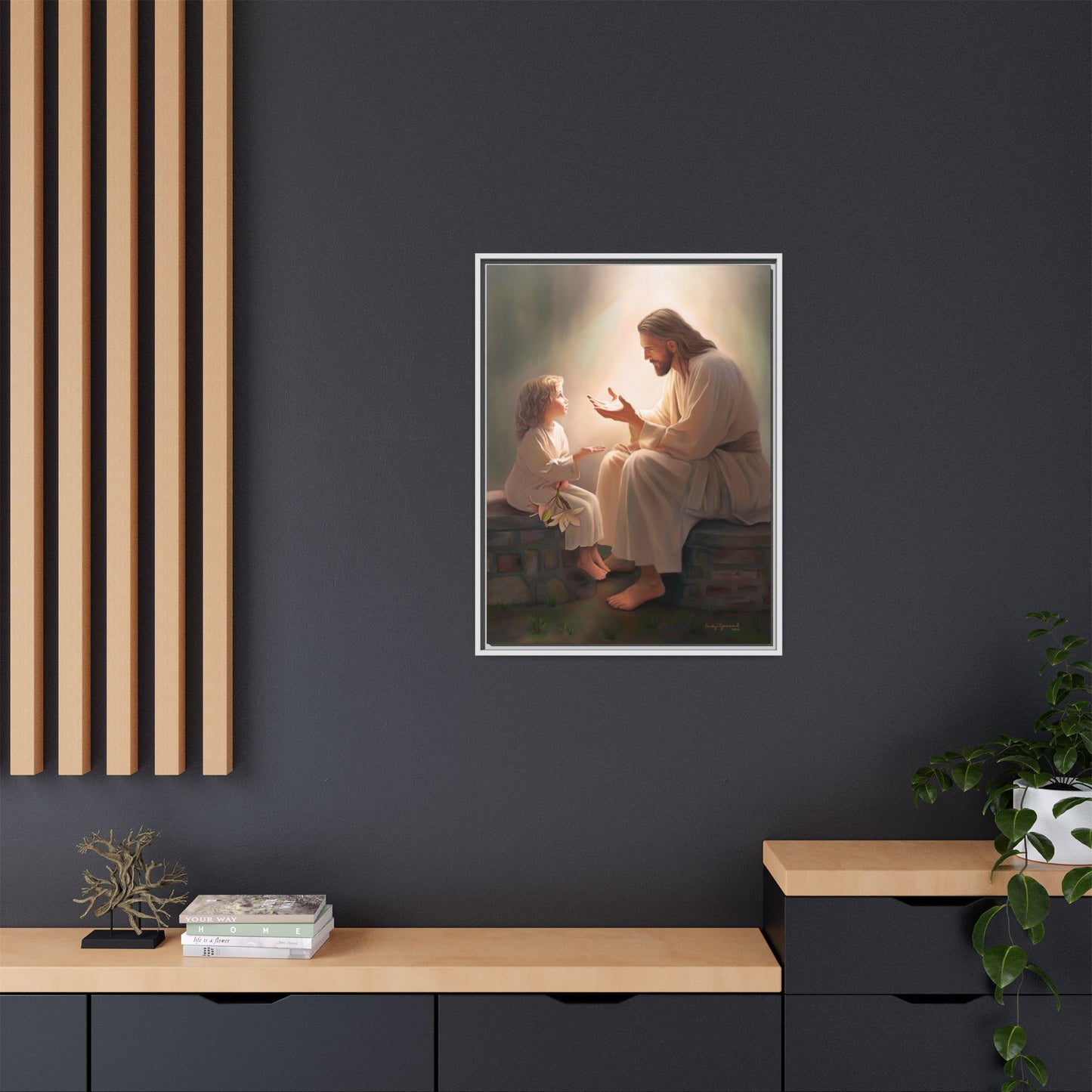 We are His Children, Fine Art Framed Canvas Print, Picture of Jesus, Jesus with a Child, Christian Gift, Christian Art, Jesus Christ Art with Child