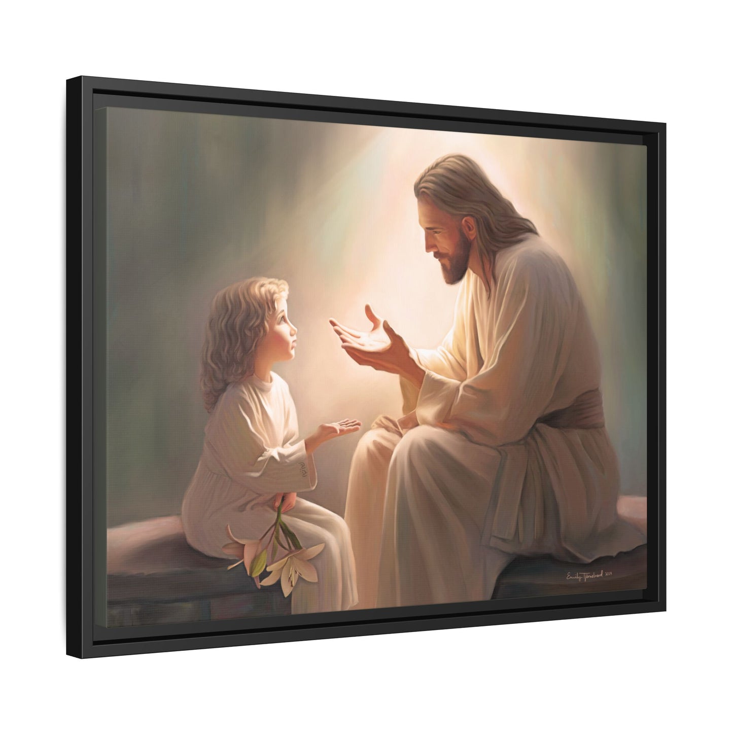 You Are The Light Fine Art Canvas Print, Framed, Picture of Jesus, Christian Gift, Christian Art, Jesus Christ Art with Child, Framed