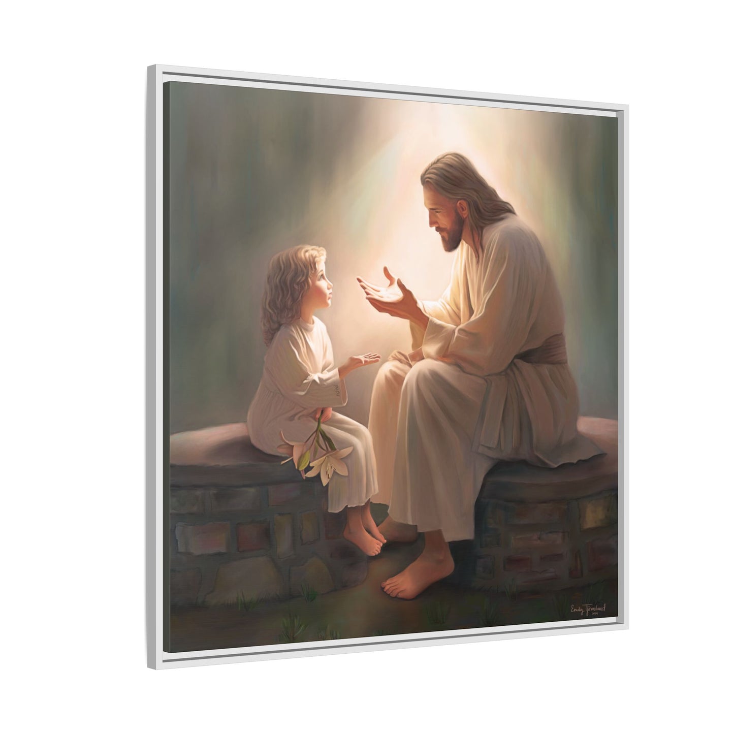 You Are The Light Fine Art Canvas Print, Framed, Picture of Jesus, Christian Gift, Christian Art, Jesus Christ Art with Child, Framed