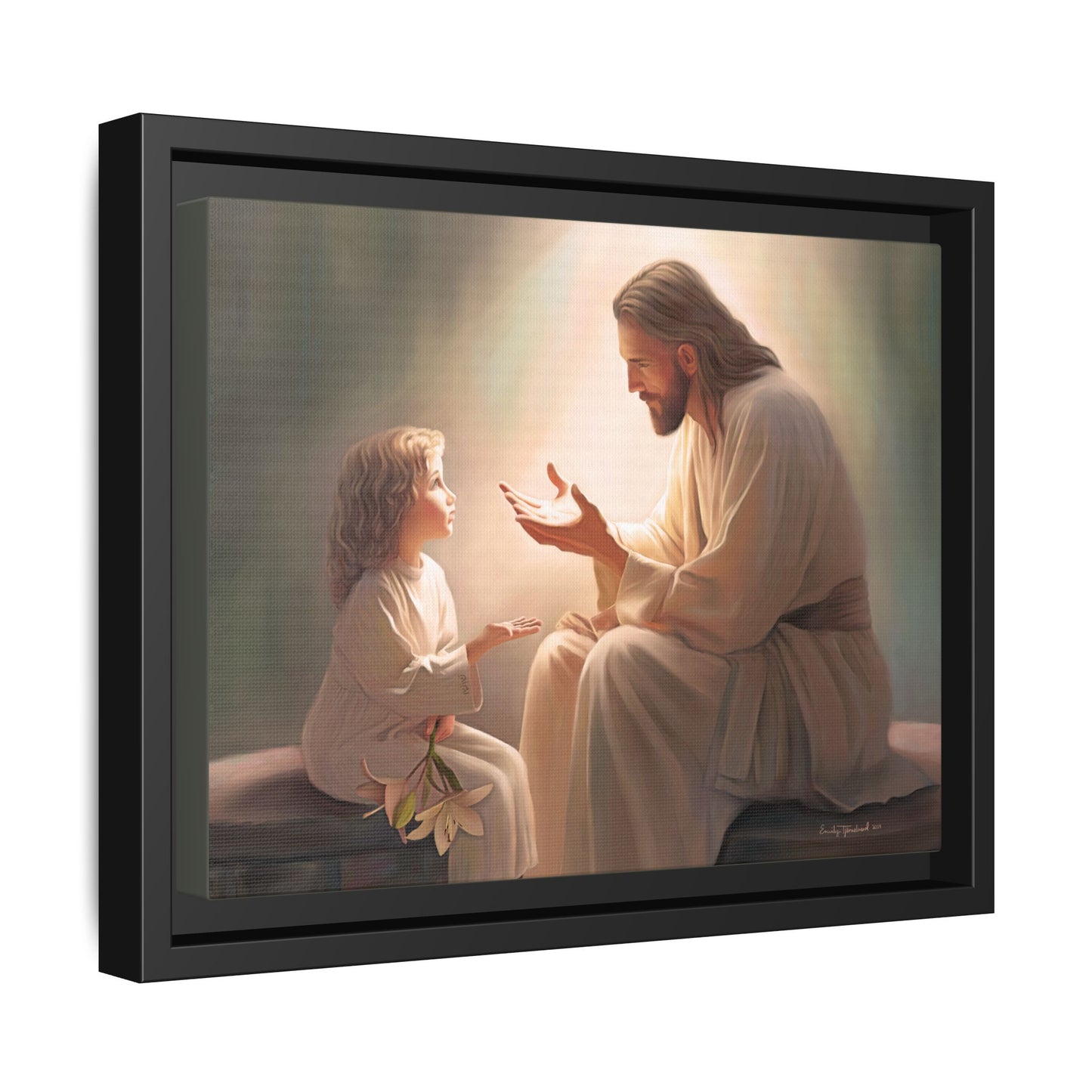 You Are The Light Fine Art Canvas Print, Framed, Picture of Jesus, Christian Gift, Christian Art, Jesus Christ Art with Child, Framed