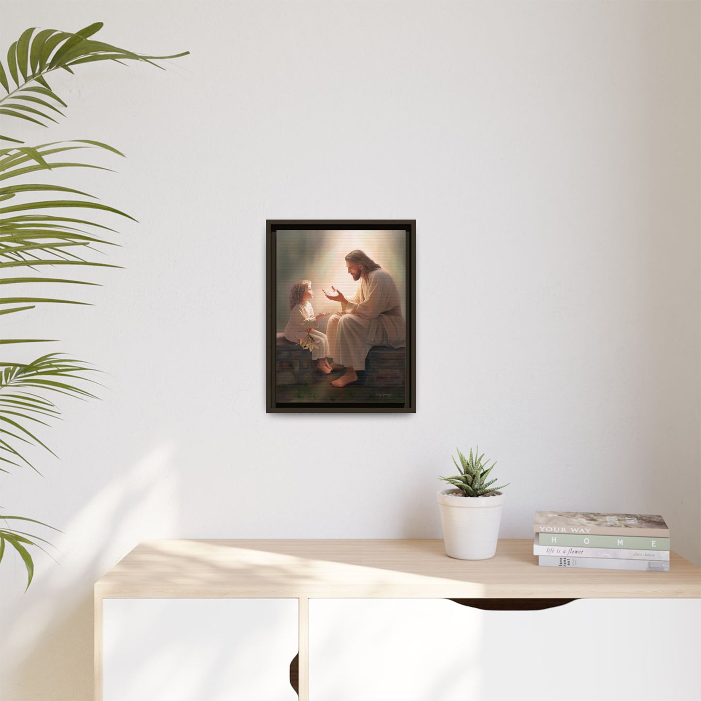 We are His Children, Fine Art Framed Canvas Print, Picture of Jesus, Jesus with a Child, Christian Gift, Christian Art, Jesus Christ Art with Child