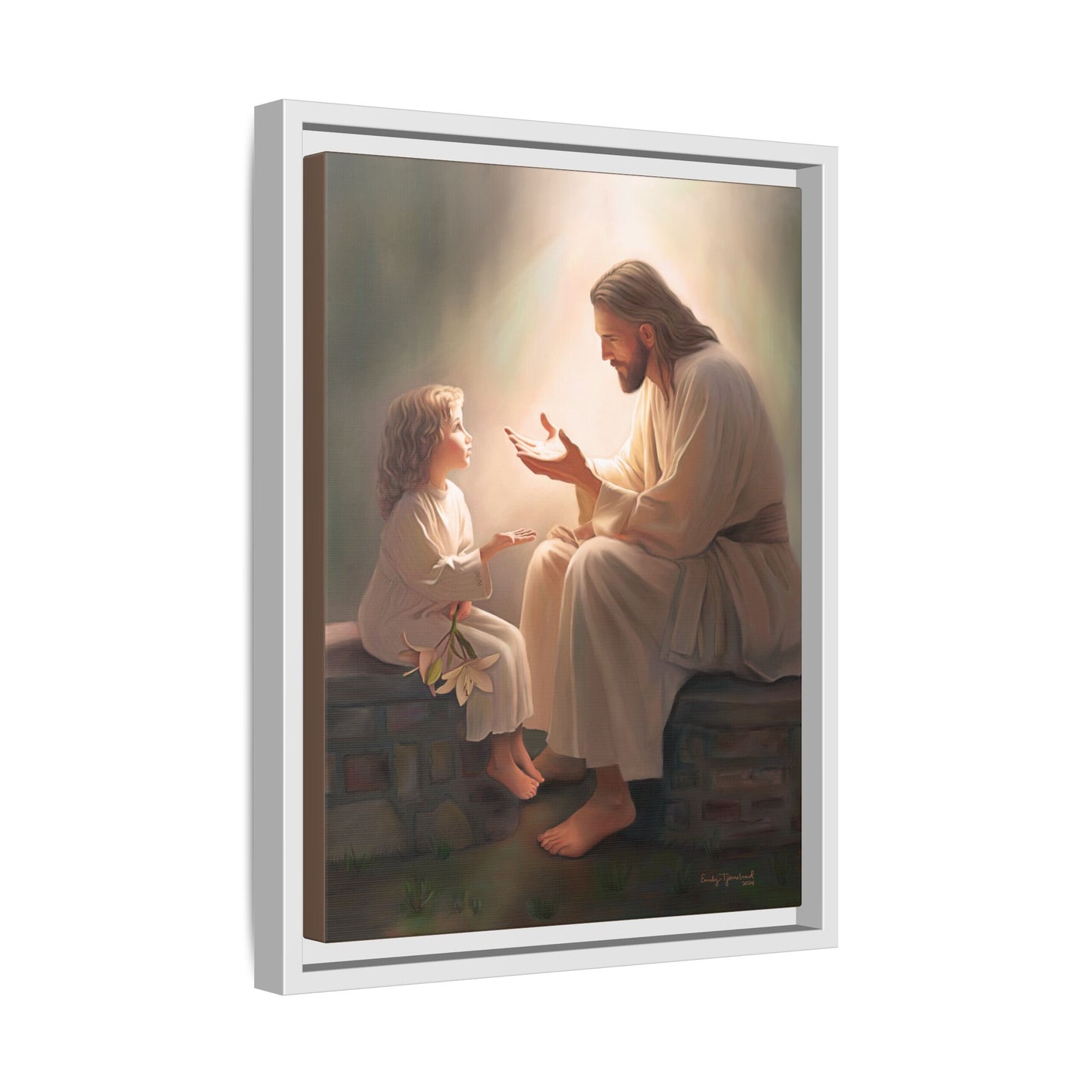We are His Children, Fine Art Framed Canvas Print, Picture of Jesus, Jesus with a Child, Christian Gift, Christian Art, Jesus Christ Art with Child