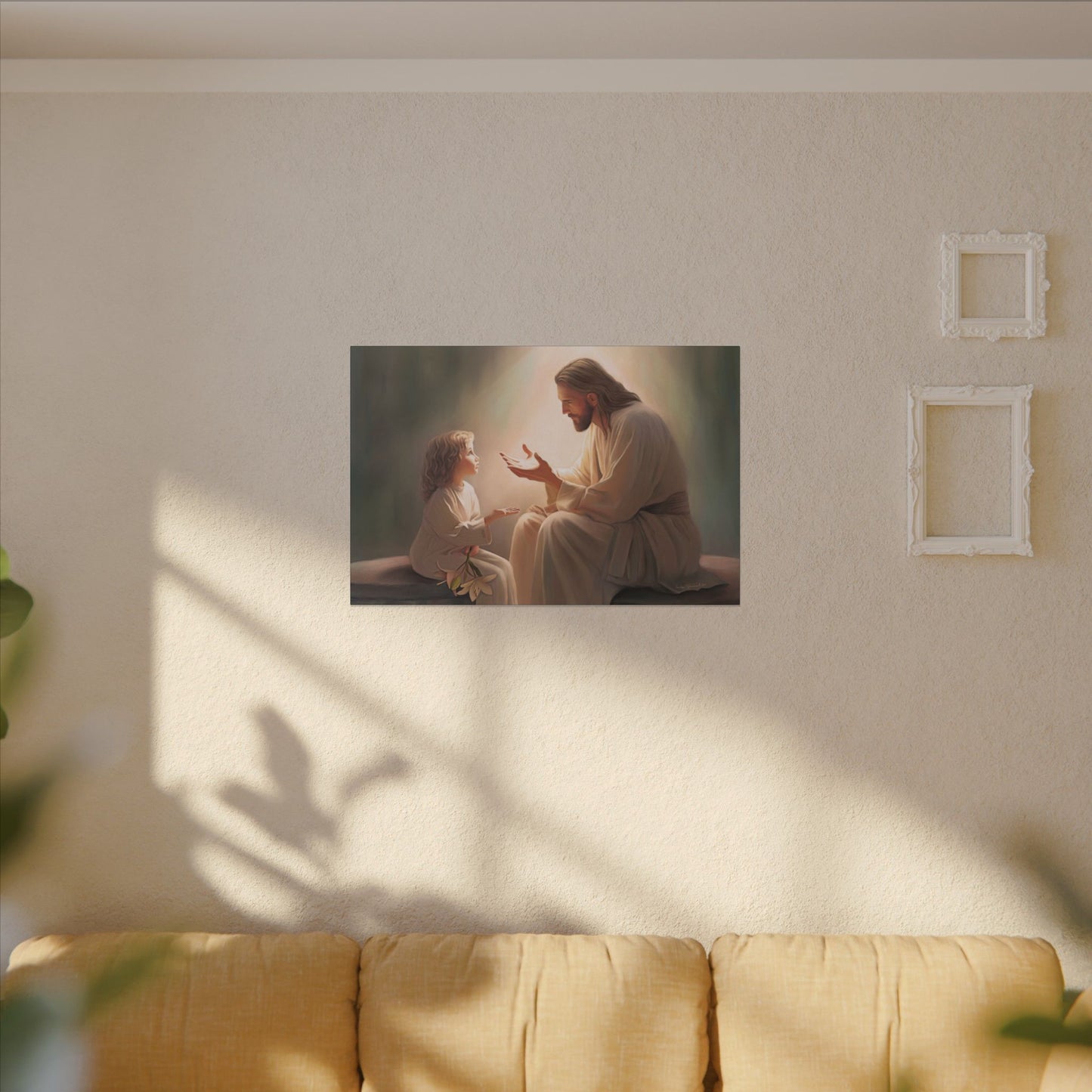You Are The Light, fine art canvas print, Christian artwork, Jesus with a child, Jesus Christ with a little girl, Consider The Lillies