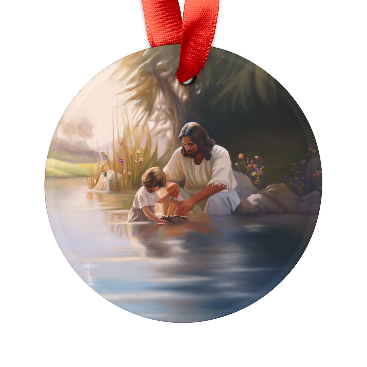 We Are His Children, Acrylic Ornament with Ribbon, Jesus Christ Ornament, Gift for Her, Gift for Him, Christmas Gift, Christmas Wrapping Ornament
