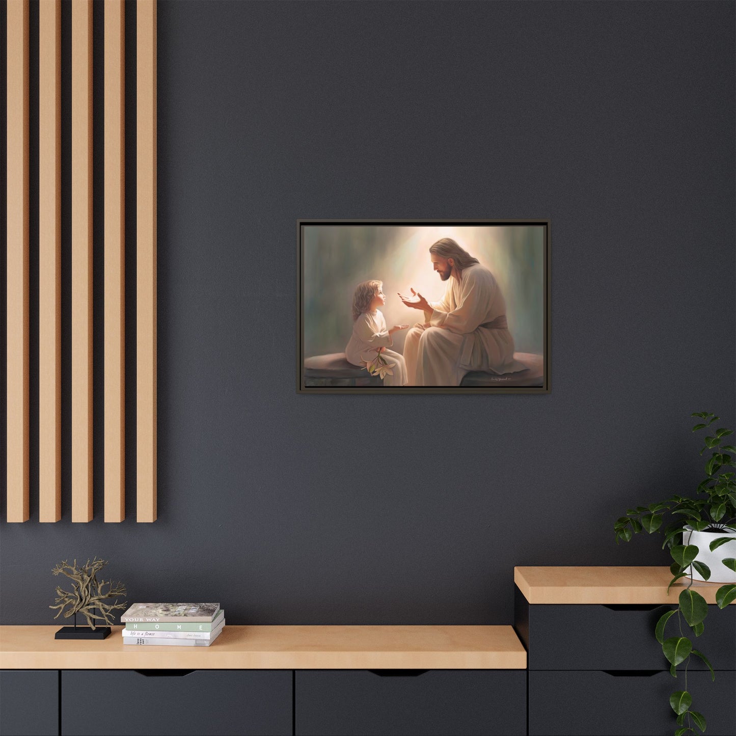 We are His Children, Fine Art Framed Canvas Print, Picture of Jesus, Jesus with a Child, Christian Gift, Christian Art, Jesus Christ Art with Child