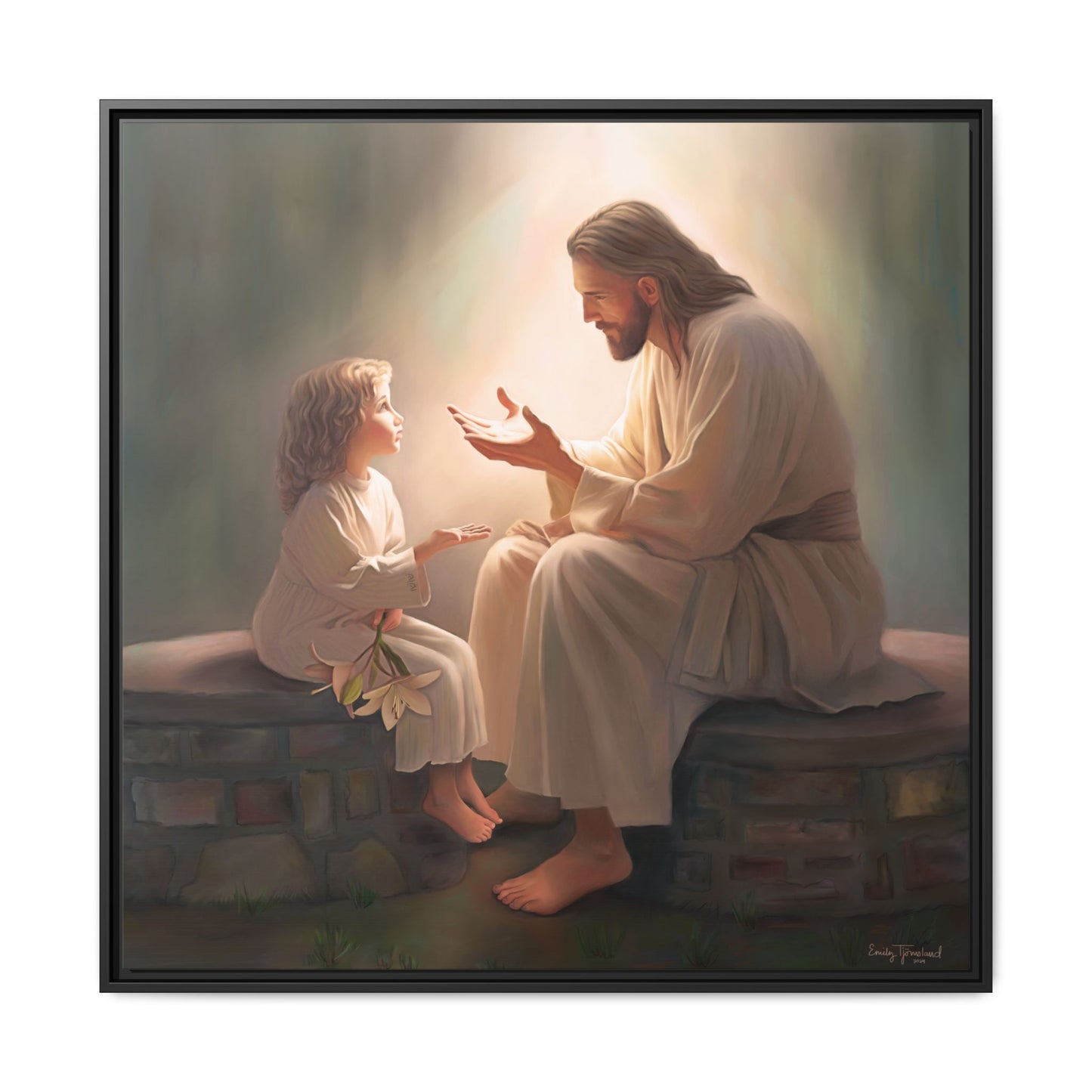 You Are The Light Fine Art Canvas Print, Framed, Picture of Jesus, Christian Gift, Christian Art, Jesus Christ Art with Child, Framed