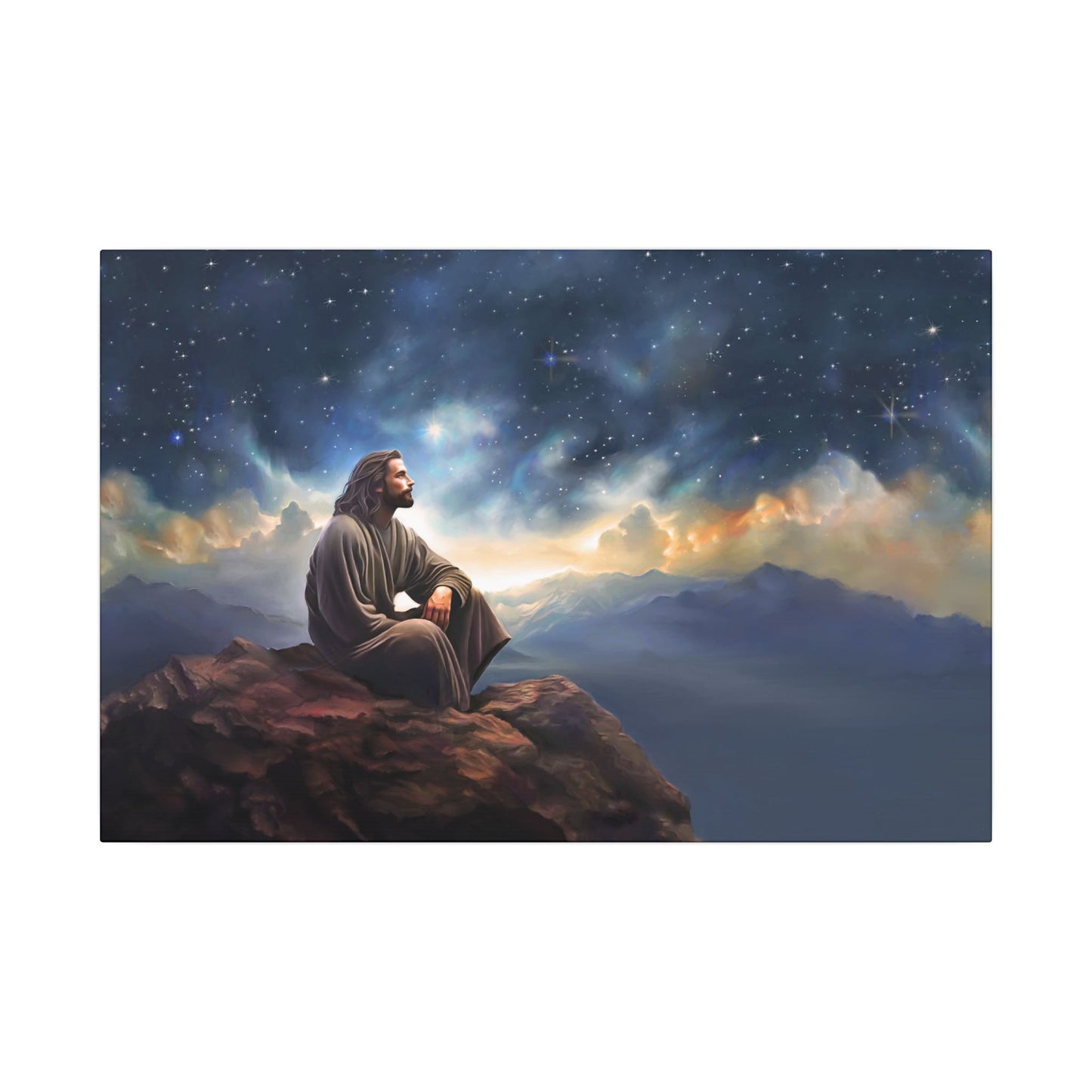 Jesus With The Stars, Fine Art Canvas Print, many sizes, Canvas, Christian Gift, Christian art, Missionary Gift