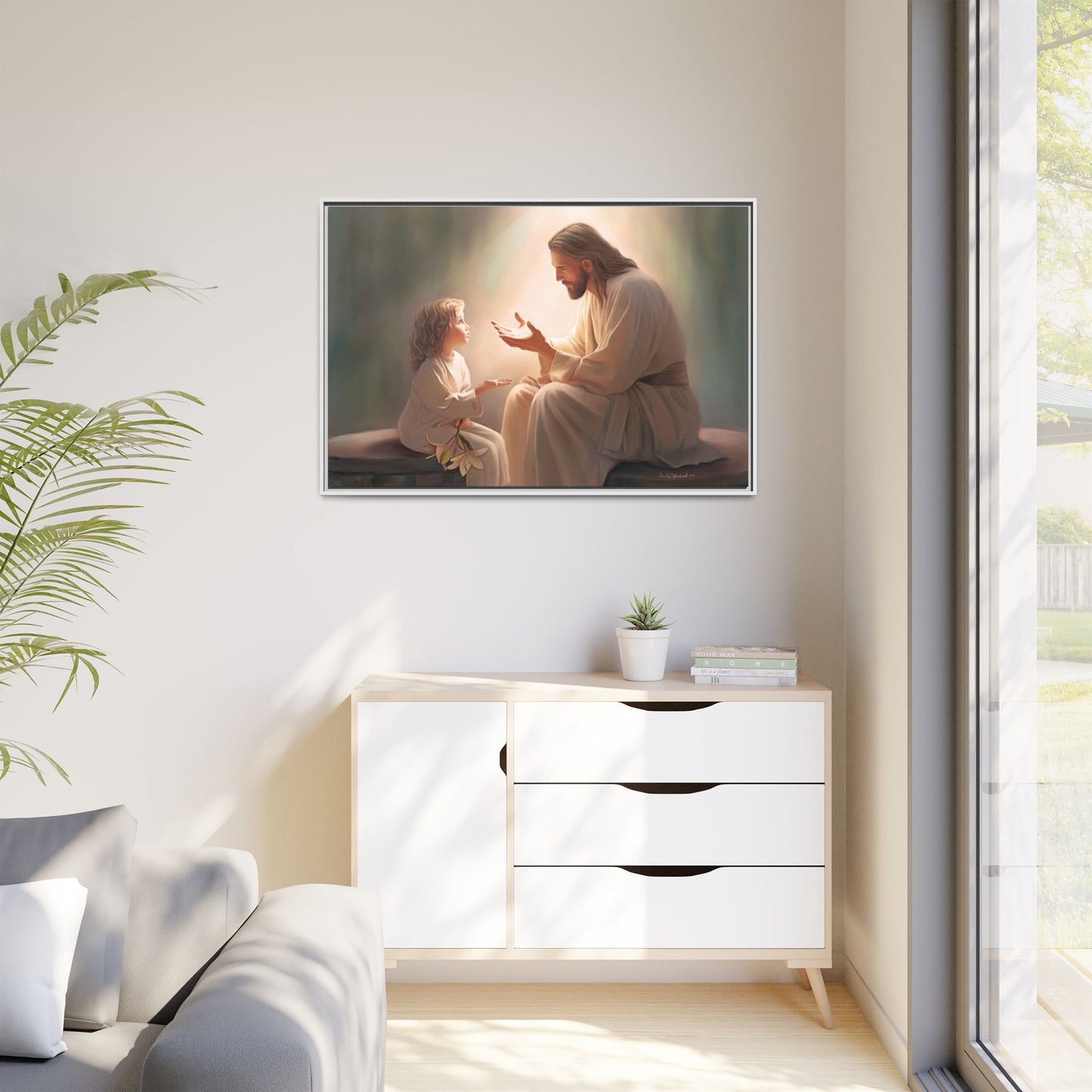 You Are The Light Fine Art Canvas Print, Framed, Picture of Jesus, Christian Gift, Christian Art, Jesus Christ Art with Child, Framed