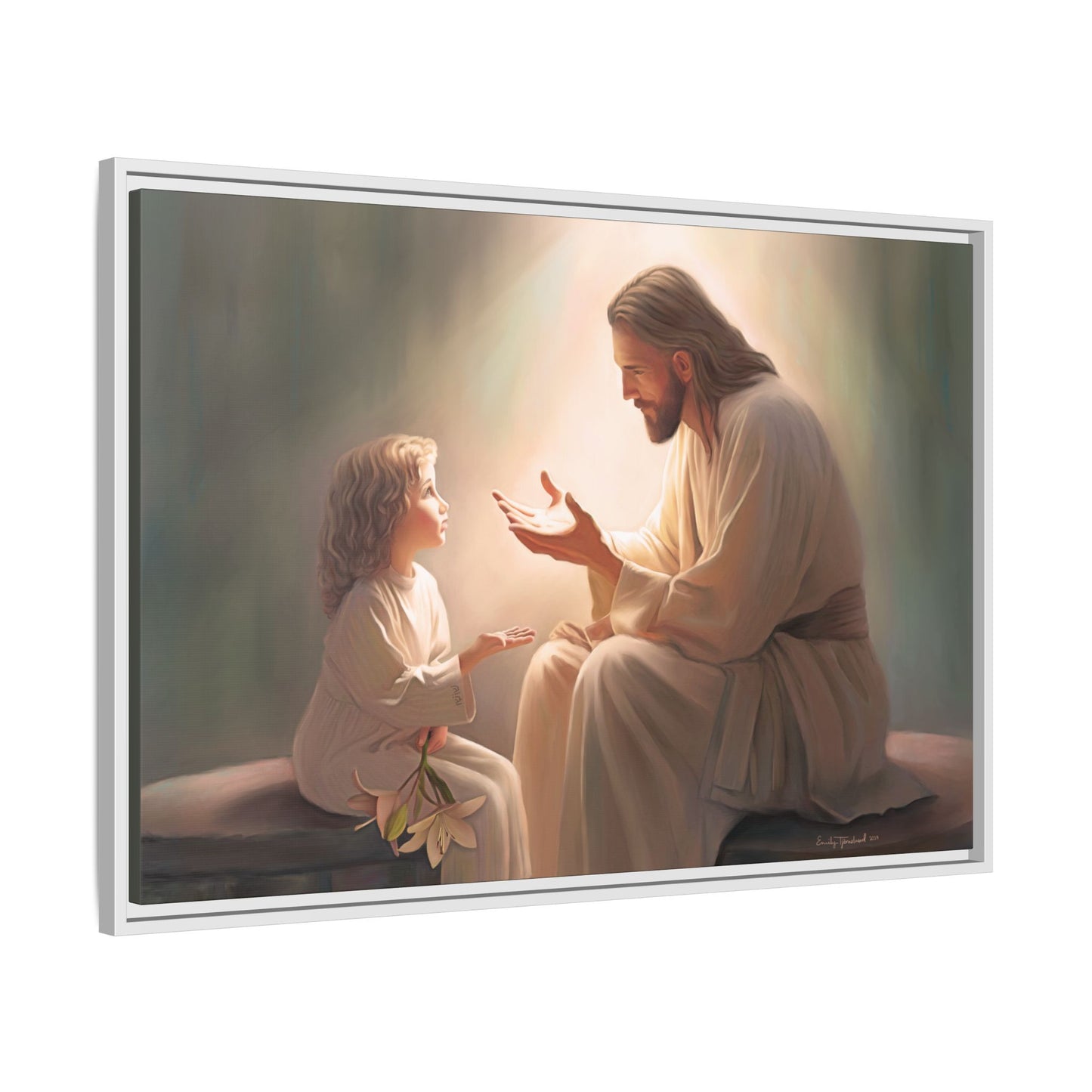 You Are The Light Fine Art Canvas Print, Framed, Picture of Jesus, Christian Gift, Christian Art, Jesus Christ Art with Child, Framed