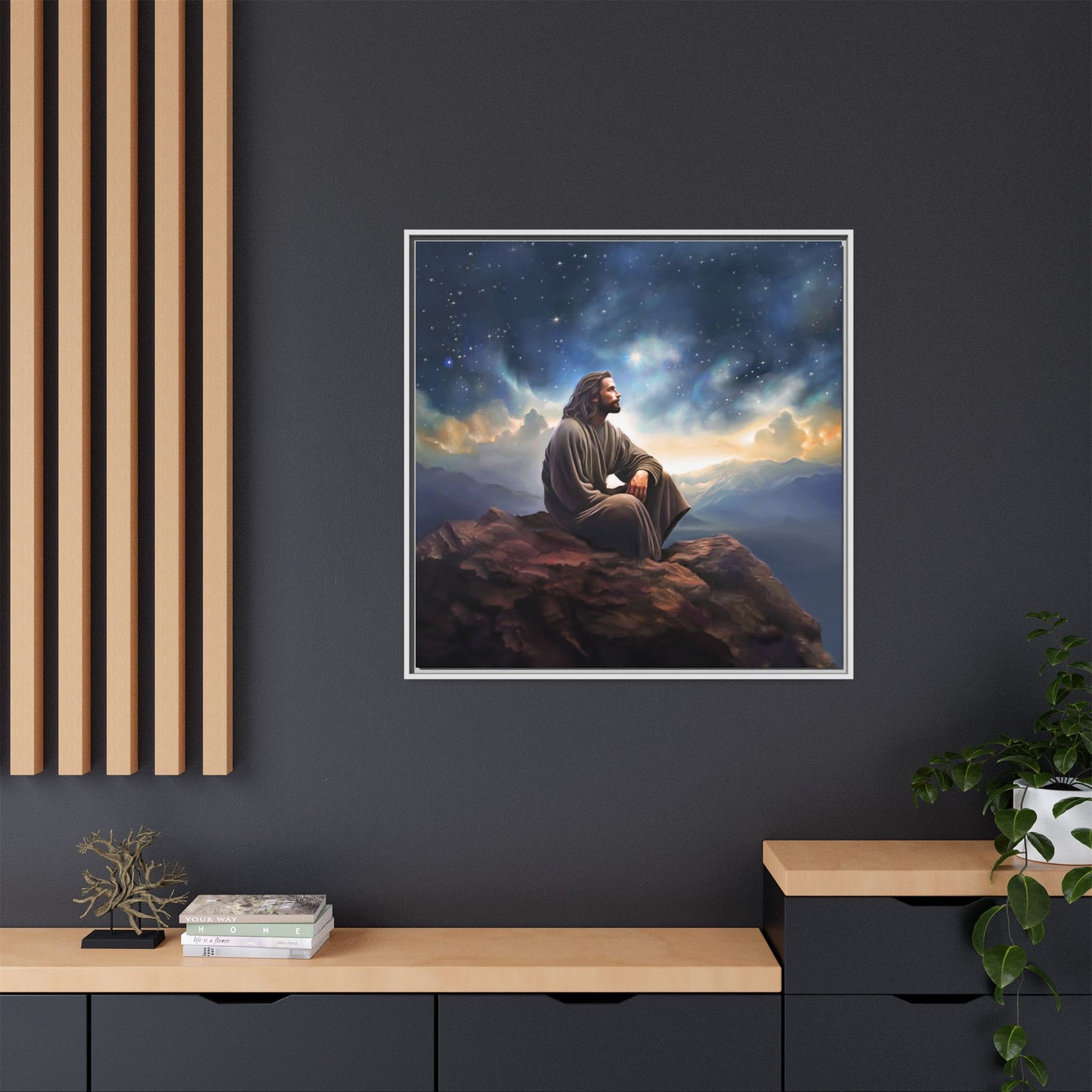 Jesus With The Stars, Framed Fine Art Canvas Print of Handmade Art, many sizes, Christian Art, Christian Gifts