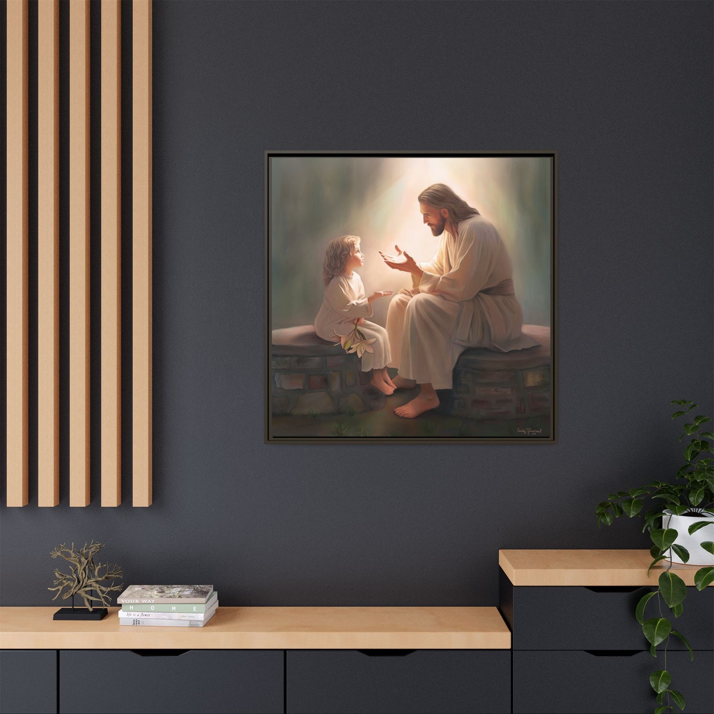 You Are The Light Fine Art Canvas Print, Framed, Picture of Jesus, Christian Gift, Christian Art, Jesus Christ Art with Child, Framed