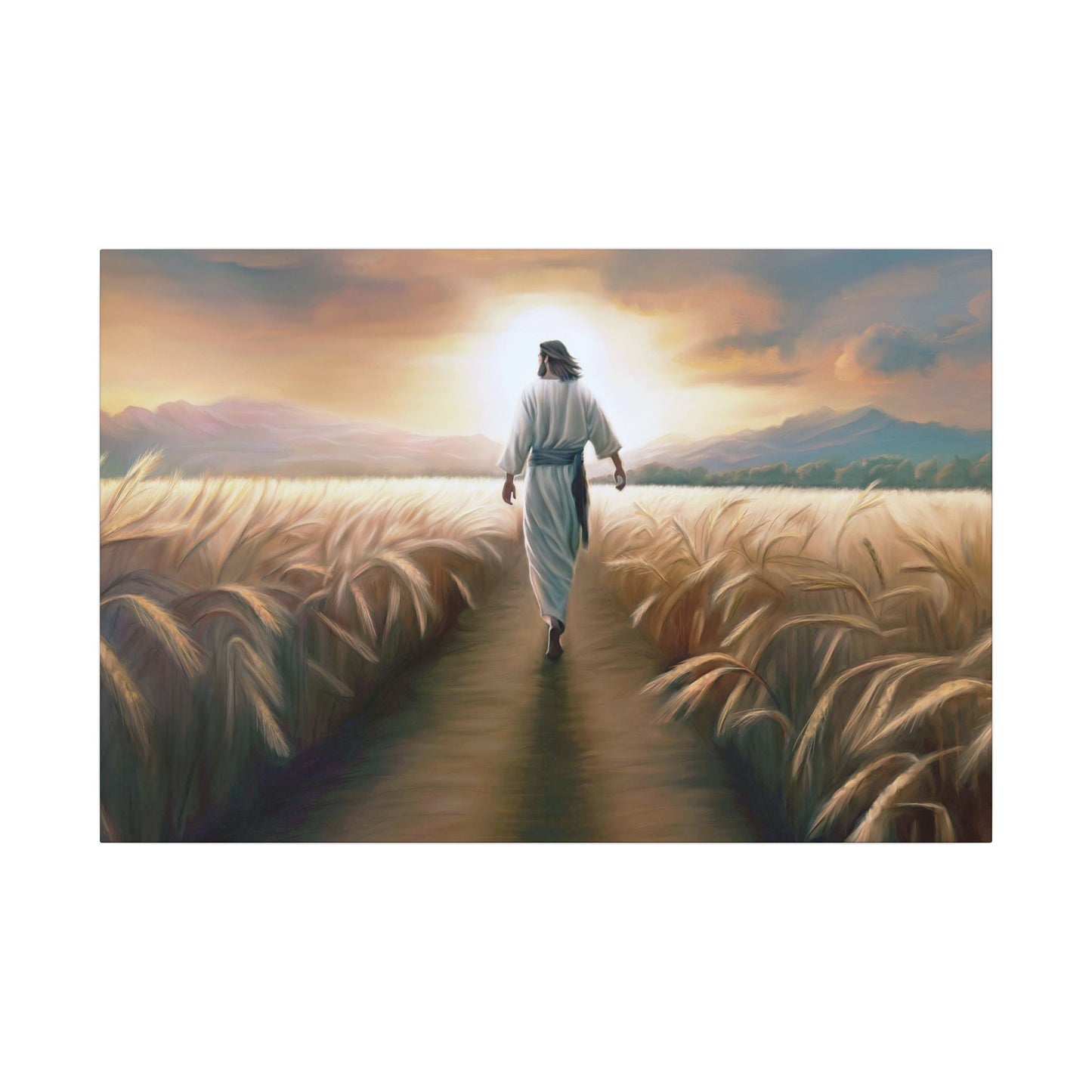 Called To Serve, Fine Art Canvas Print, Missionary Gift, many sizes, Jesus Christ walking through a wheat field, Christian Art