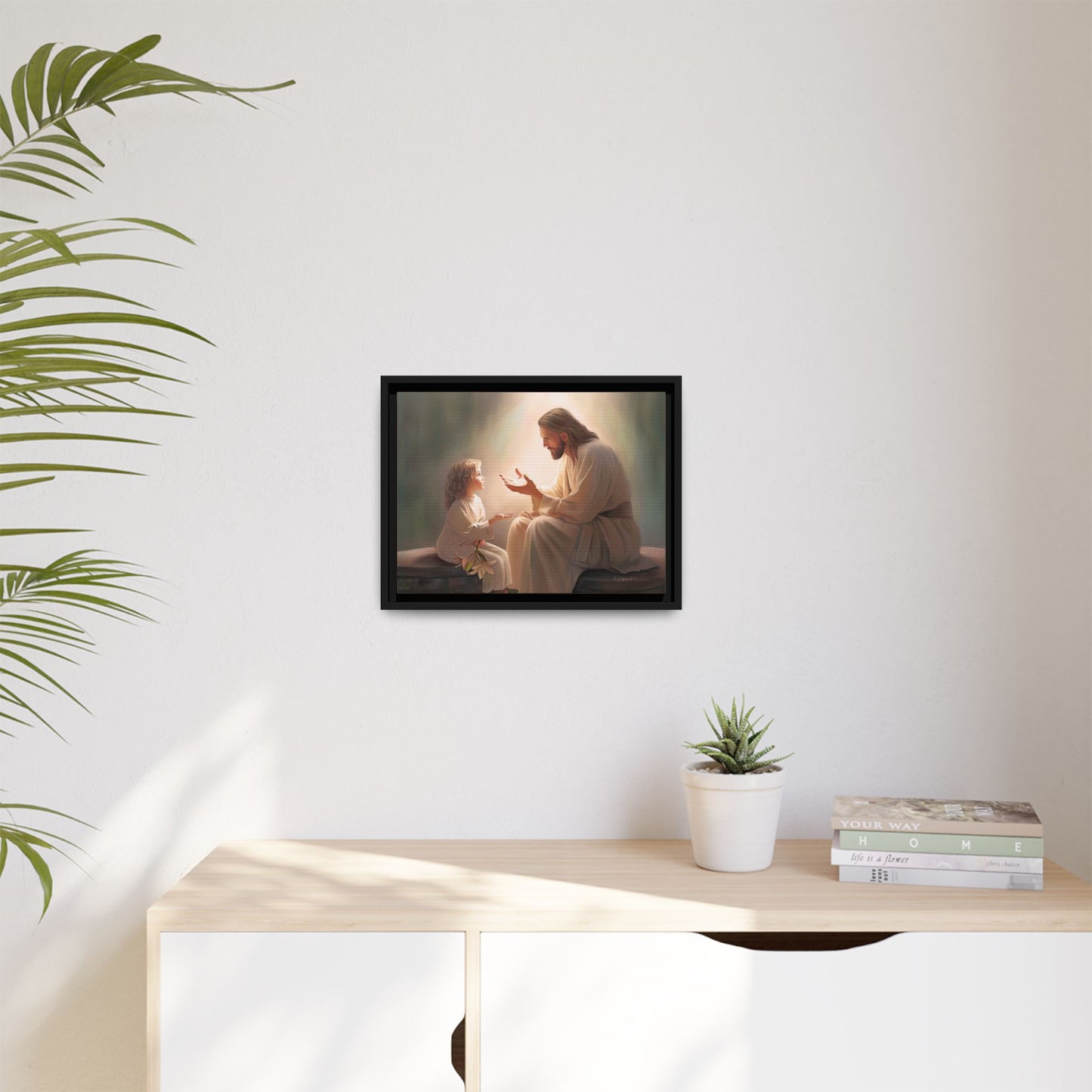 We are His Children, Fine Art Framed Canvas Print, Picture of Jesus, Jesus with a Child, Christian Gift, Christian Art, Jesus Christ Art with Child