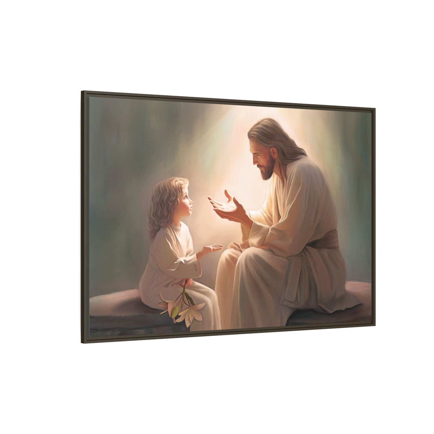 You Are The Light Fine Art Canvas Print, Framed, Picture of Jesus, Christian Gift, Christian Art, Jesus Christ Art with Child, Framed