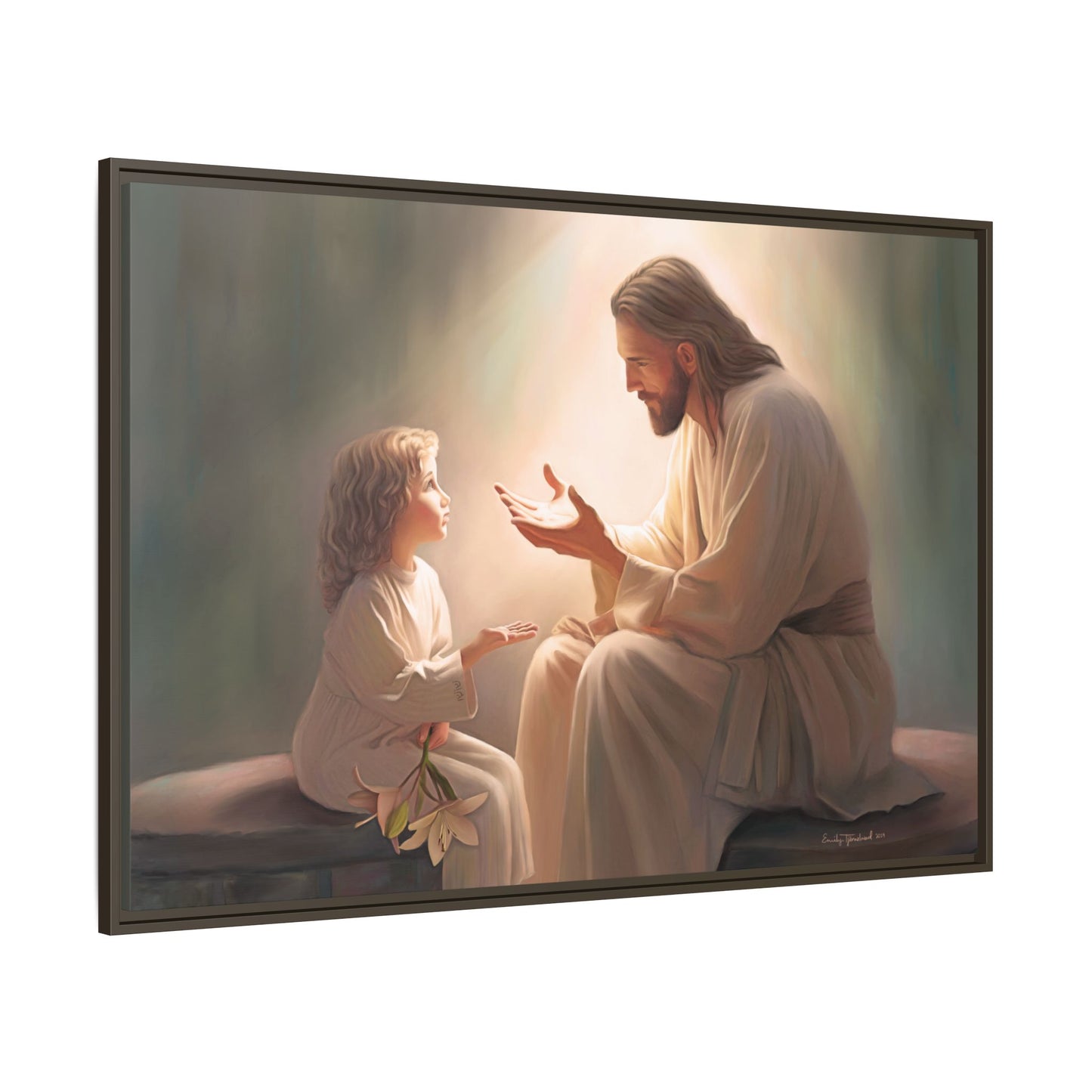 You Are The Light Fine Art Canvas Print, Framed, Picture of Jesus, Christian Gift, Christian Art, Jesus Christ Art with Child, Framed