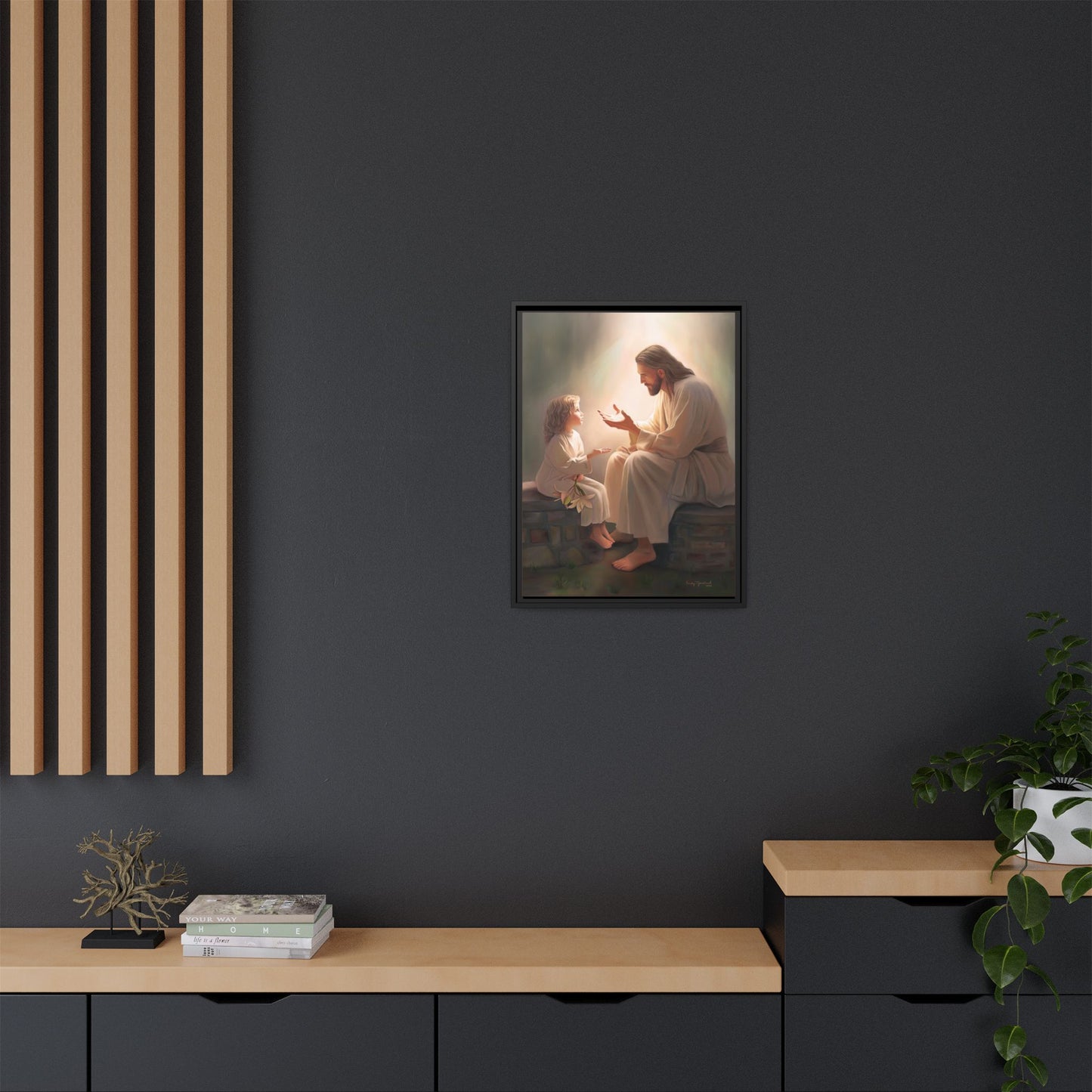 We are His Children, Fine Art Framed Canvas Print, Picture of Jesus, Jesus with a Child, Christian Gift, Christian Art, Jesus Christ Art with Child