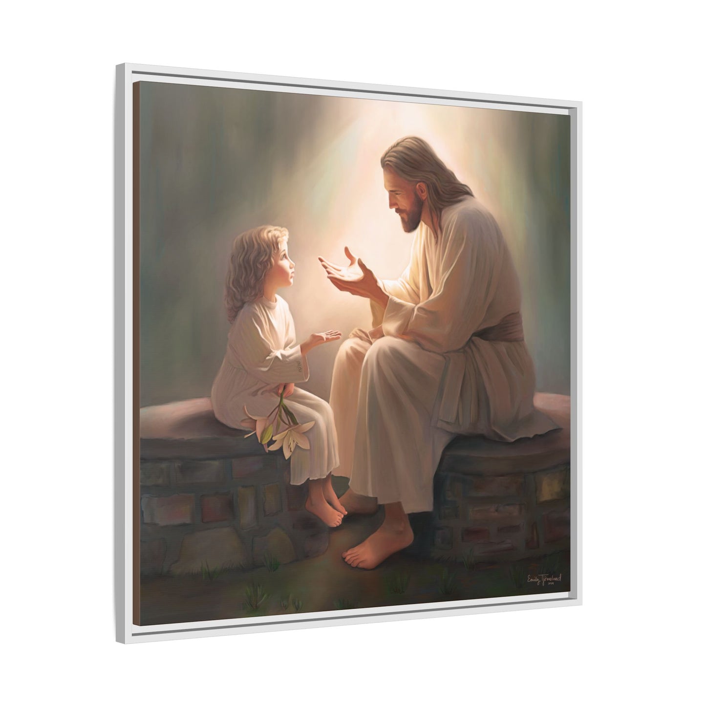 We are His Children, Fine Art Framed Canvas Print, Picture of Jesus, Jesus with a Child, Christian Gift, Christian Art, Jesus Christ Art with Child