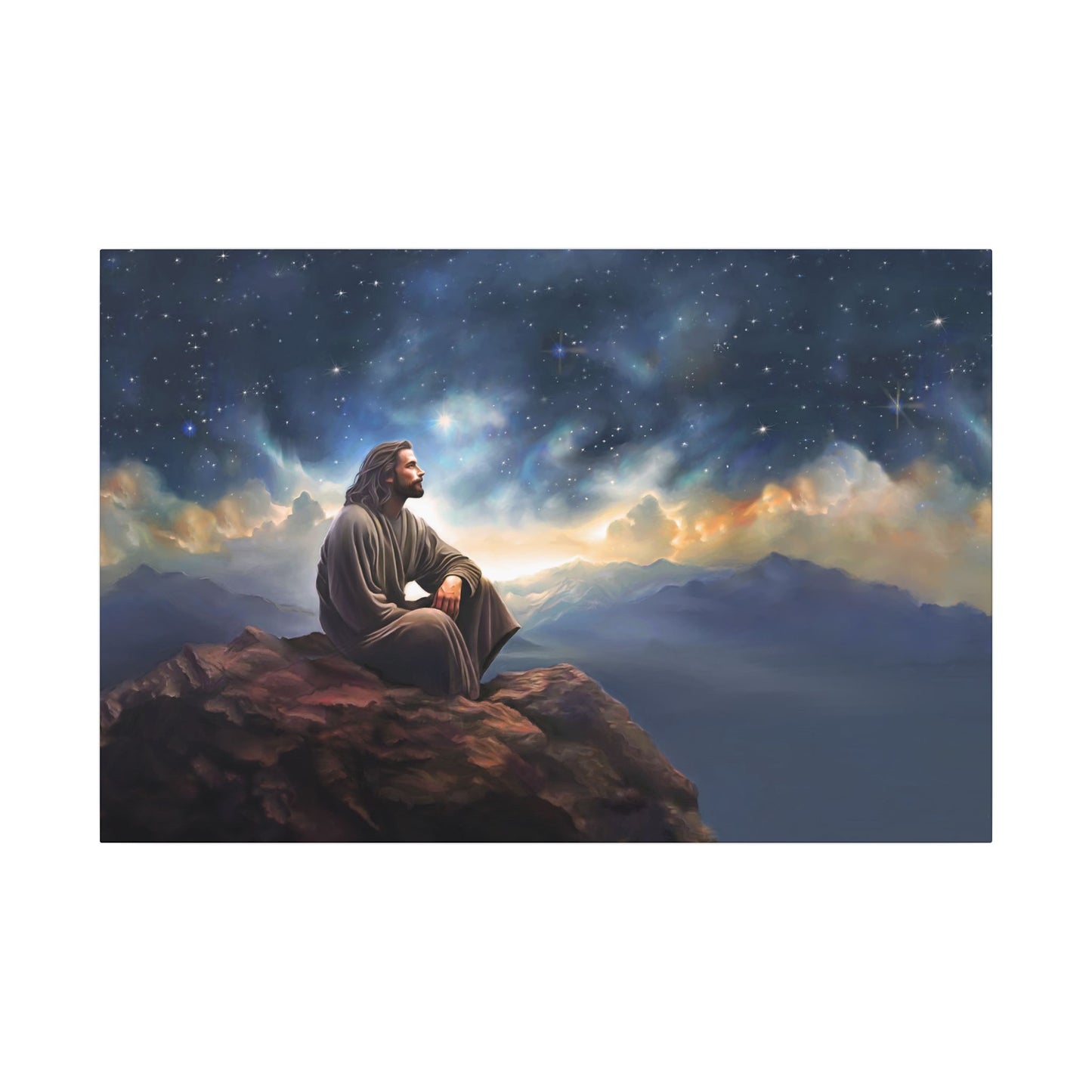 Jesus With The Stars, Fine Art Canvas Print, many sizes, Canvas, Christian Gift, Christian art, Missionary Gift