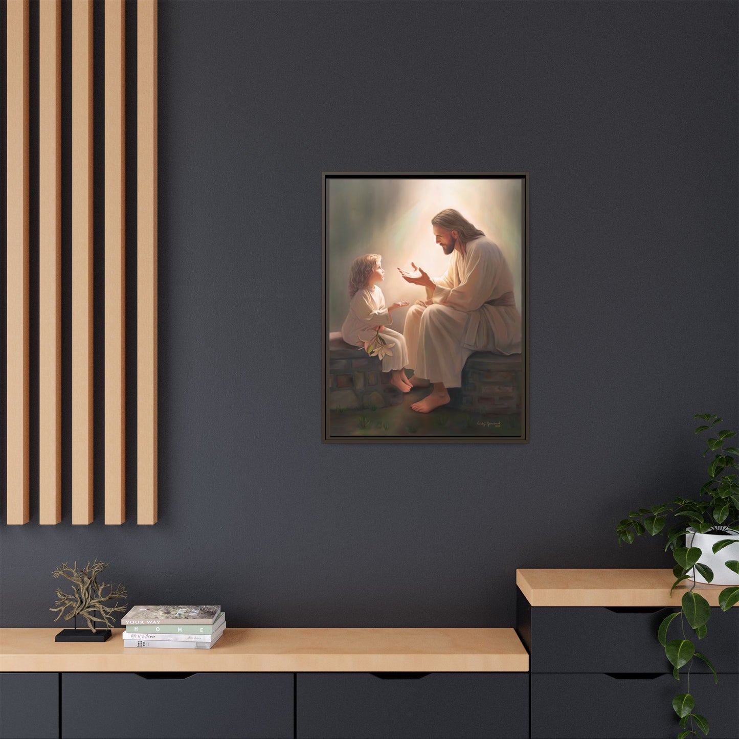 We are His Children, Fine Art Framed Canvas Print, Picture of Jesus, Jesus with a Child, Christian Gift, Christian Art, Jesus Christ Art with Child