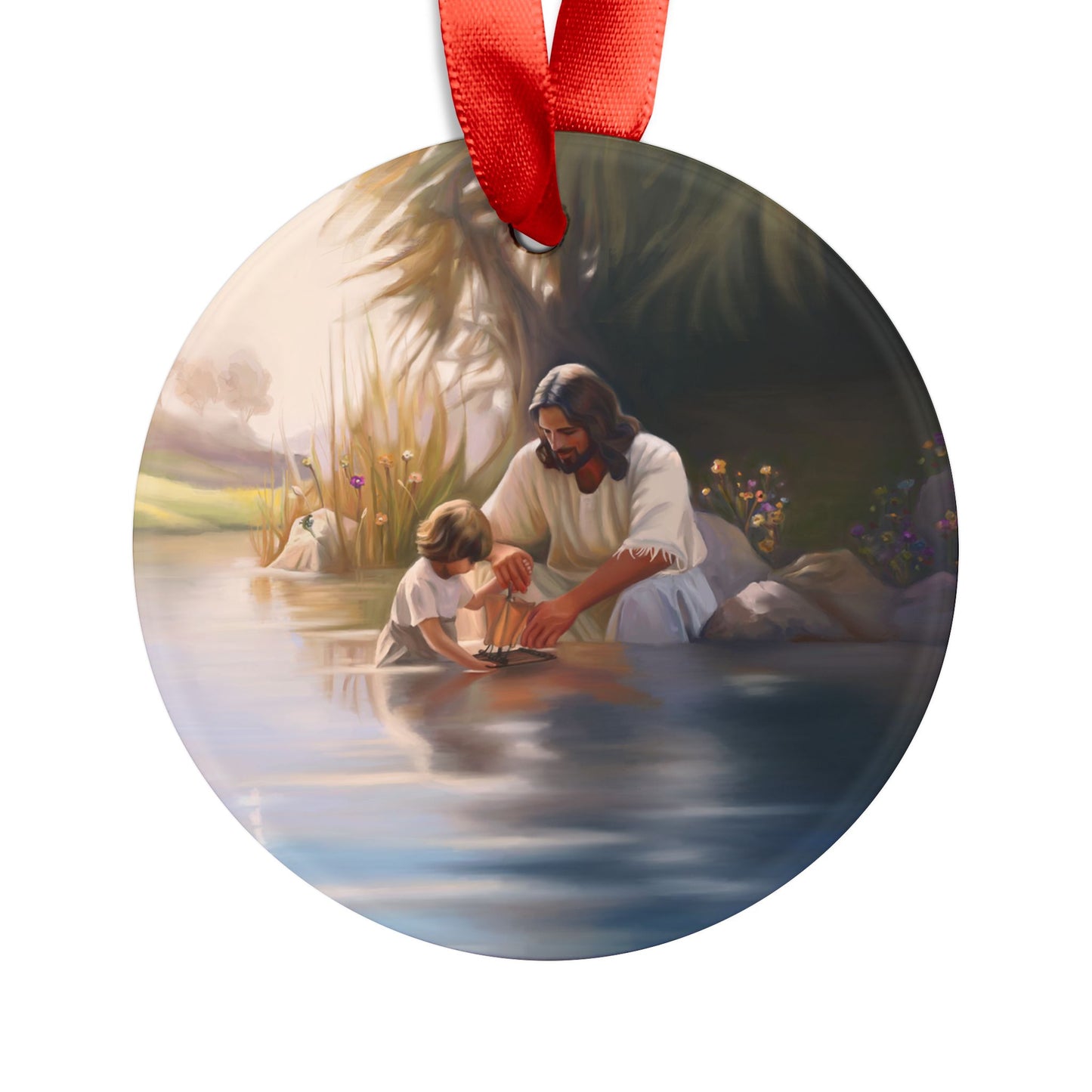 We Are His Children, Acrylic Ornament with Ribbon, Jesus Christ Ornament, Gift for Her, Gift for Him, Christmas Gift, Christmas Wrapping Ornament