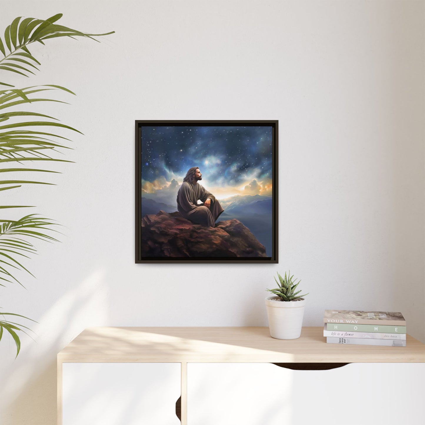 Jesus With The Stars, Framed Fine Art Canvas Print of Handmade Art, many sizes, Christian Art, Christian Gifts