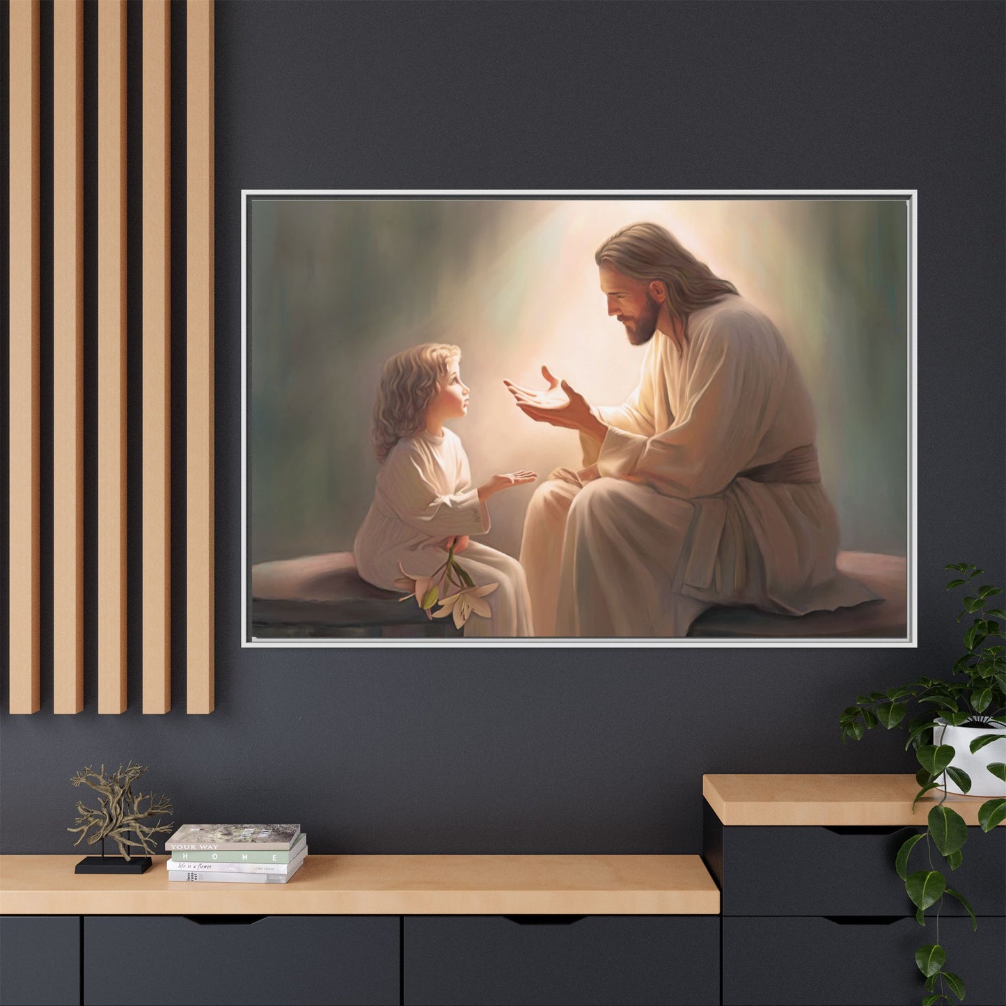 You Are The Light Fine Art Canvas Print, Framed, Picture of Jesus, Christian Gift, Christian Art, Jesus Christ Art with Child, Framed