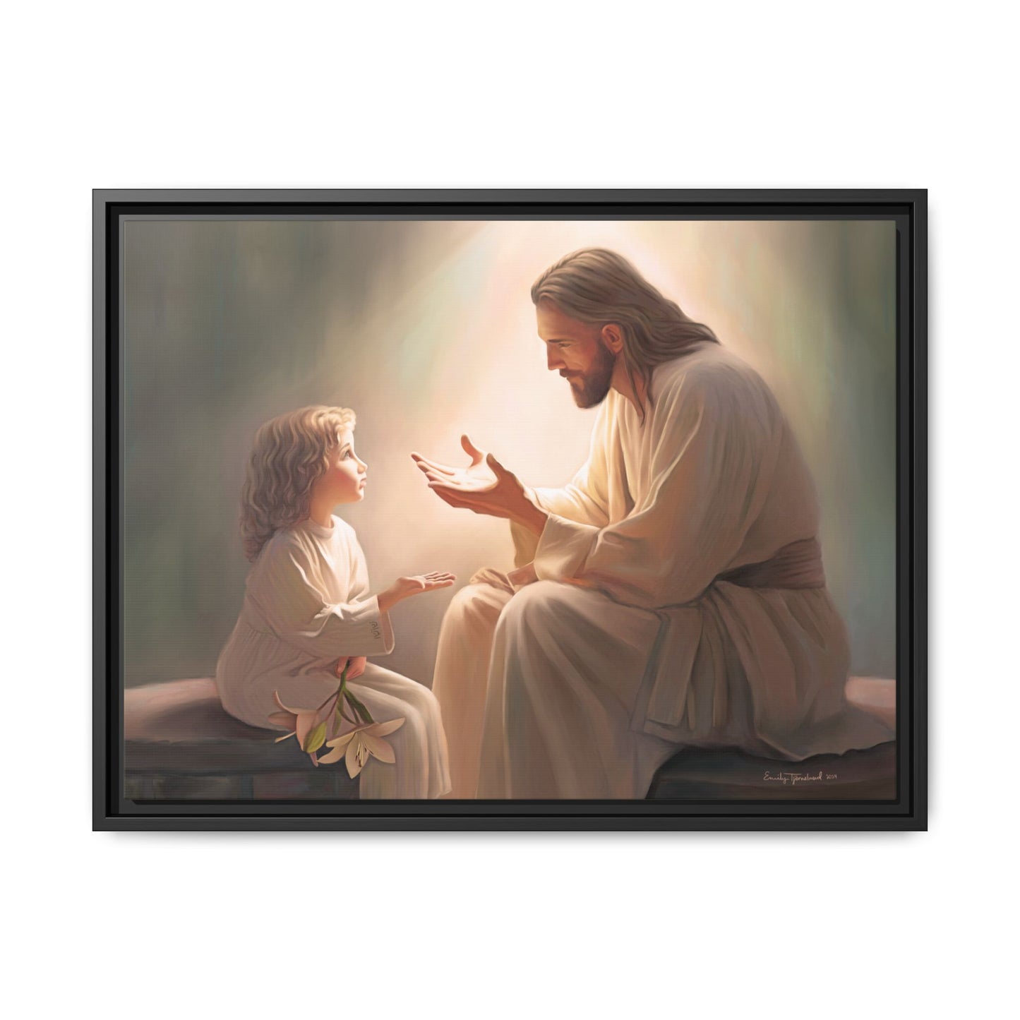 You Are The Light Fine Art Canvas Print, Framed, Picture of Jesus, Christian Gift, Christian Art, Jesus Christ Art with Child, Framed