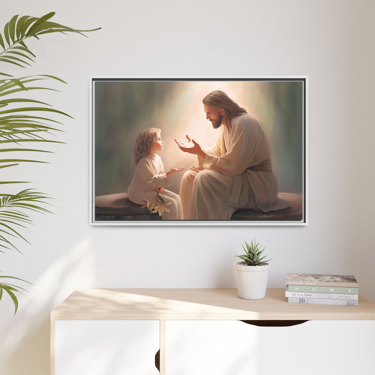 You Are The Light Fine Art Canvas Print, Framed, Picture of Jesus, Christian Gift, Christian Art, Jesus Christ Art with Child, Framed