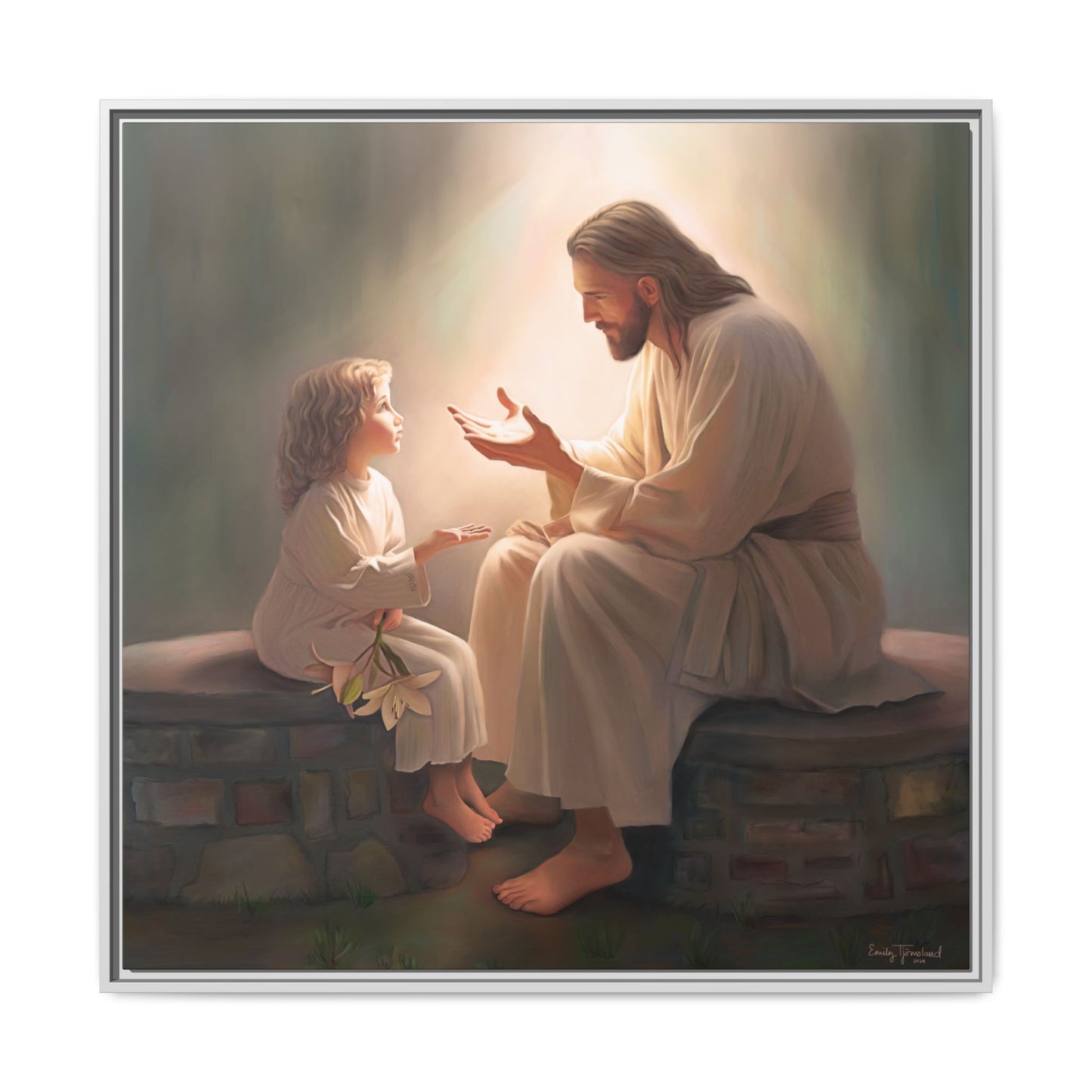 You Are The Light Fine Art Canvas Print, Framed, Picture of Jesus, Christian Gift, Christian Art, Jesus Christ Art with Child, Framed