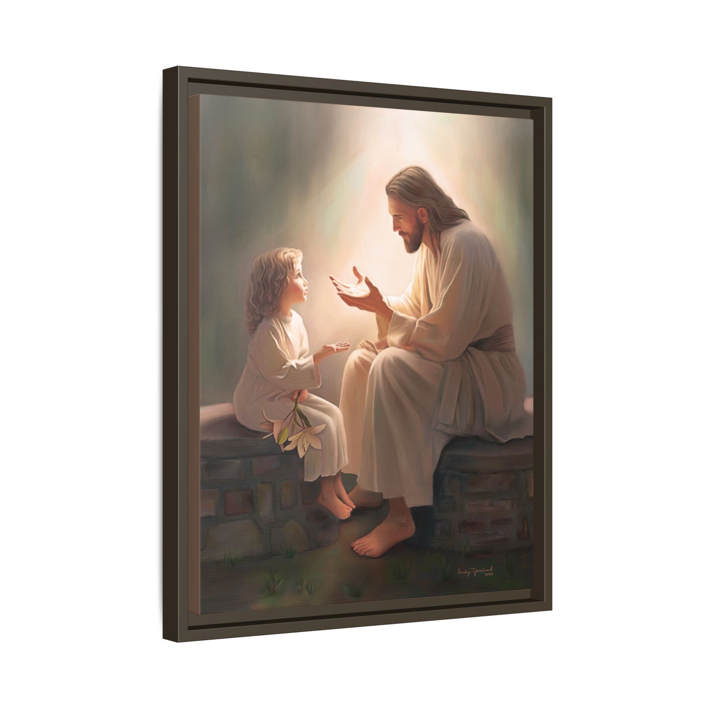We are His Children, Fine Art Framed Canvas Print, Picture of Jesus, Jesus with a Child, Christian Gift, Christian Art, Jesus Christ Art with Child