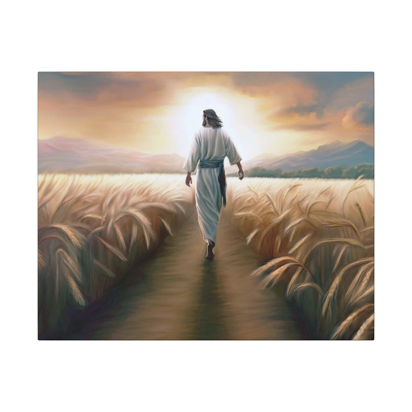 Called To Serve, Fine Art Canvas Print, Missionary Gift, many sizes, Jesus Christ walking through a wheat field, Christian Art