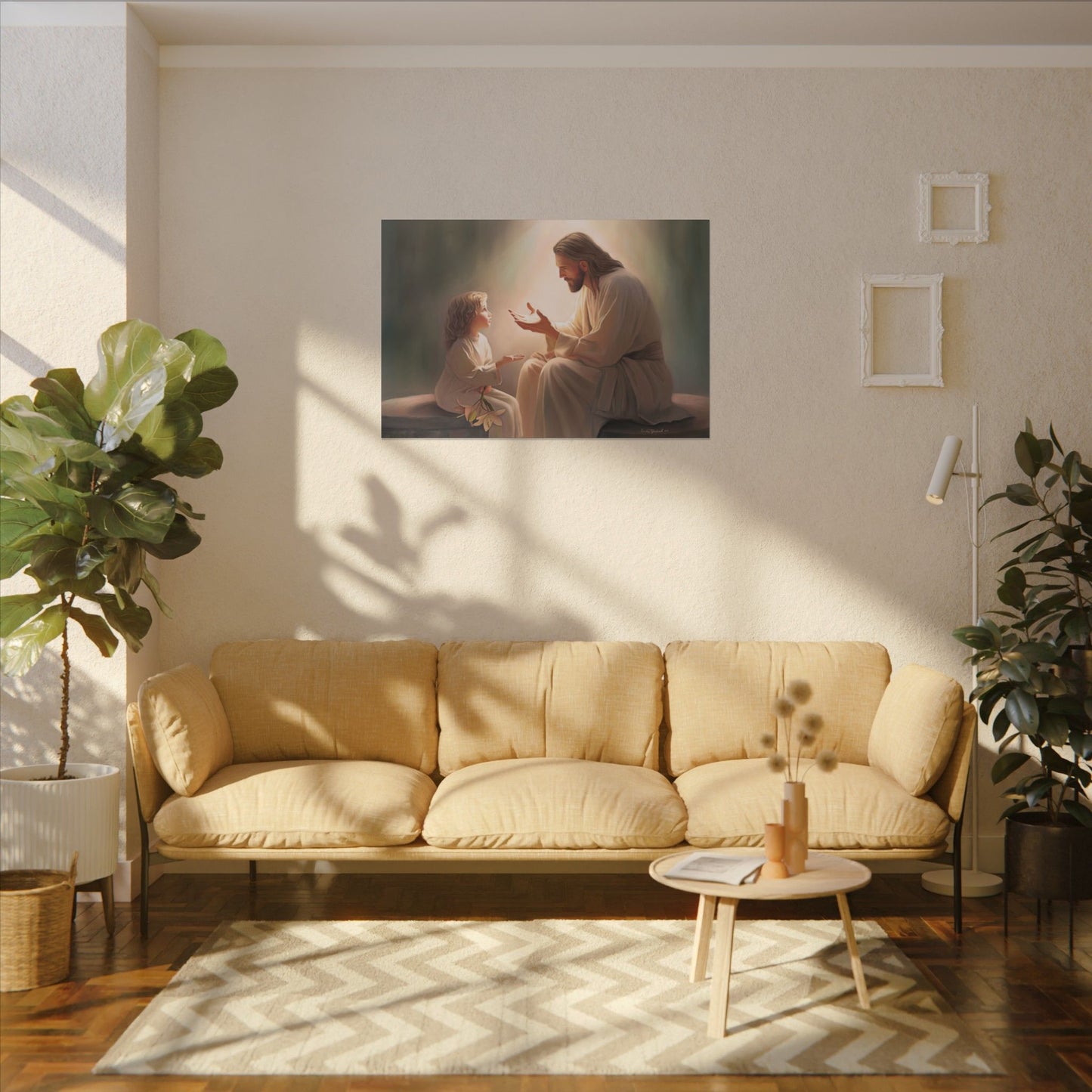 You Are The Light, fine art canvas print, Christian artwork, Jesus with a child, Jesus Christ with a little girl, Consider The Lillies