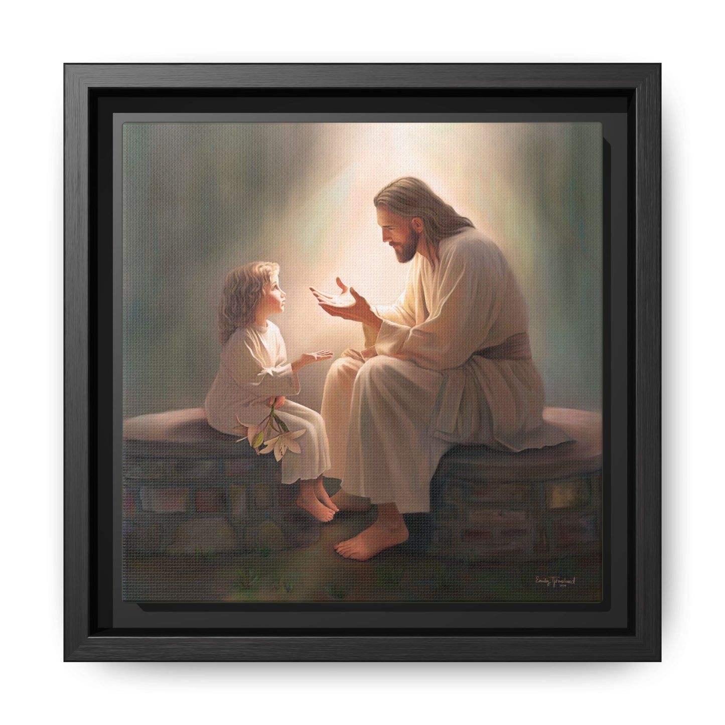 You Are The Light Fine Art Canvas Print, Framed, Picture of Jesus, Christian Gift, Christian Art, Jesus Christ Art with Child, Framed