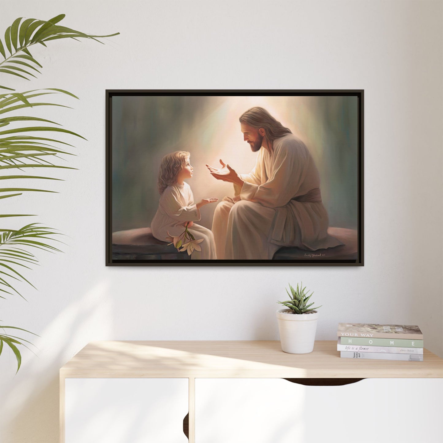 You Are The Light Fine Art Canvas Print, Framed, Picture of Jesus, Christian Gift, Christian Art, Jesus Christ Art with Child, Framed