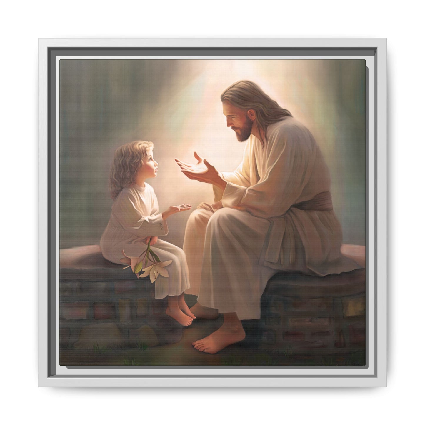 You Are The Light Fine Art Canvas Print, Framed, Picture of Jesus, Christian Gift, Christian Art, Jesus Christ Art with Child, Framed