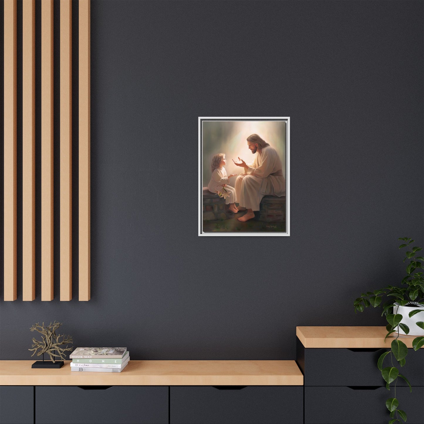 We are His Children, Fine Art Framed Canvas Print, Picture of Jesus, Jesus with a Child, Christian Gift, Christian Art, Jesus Christ Art with Child