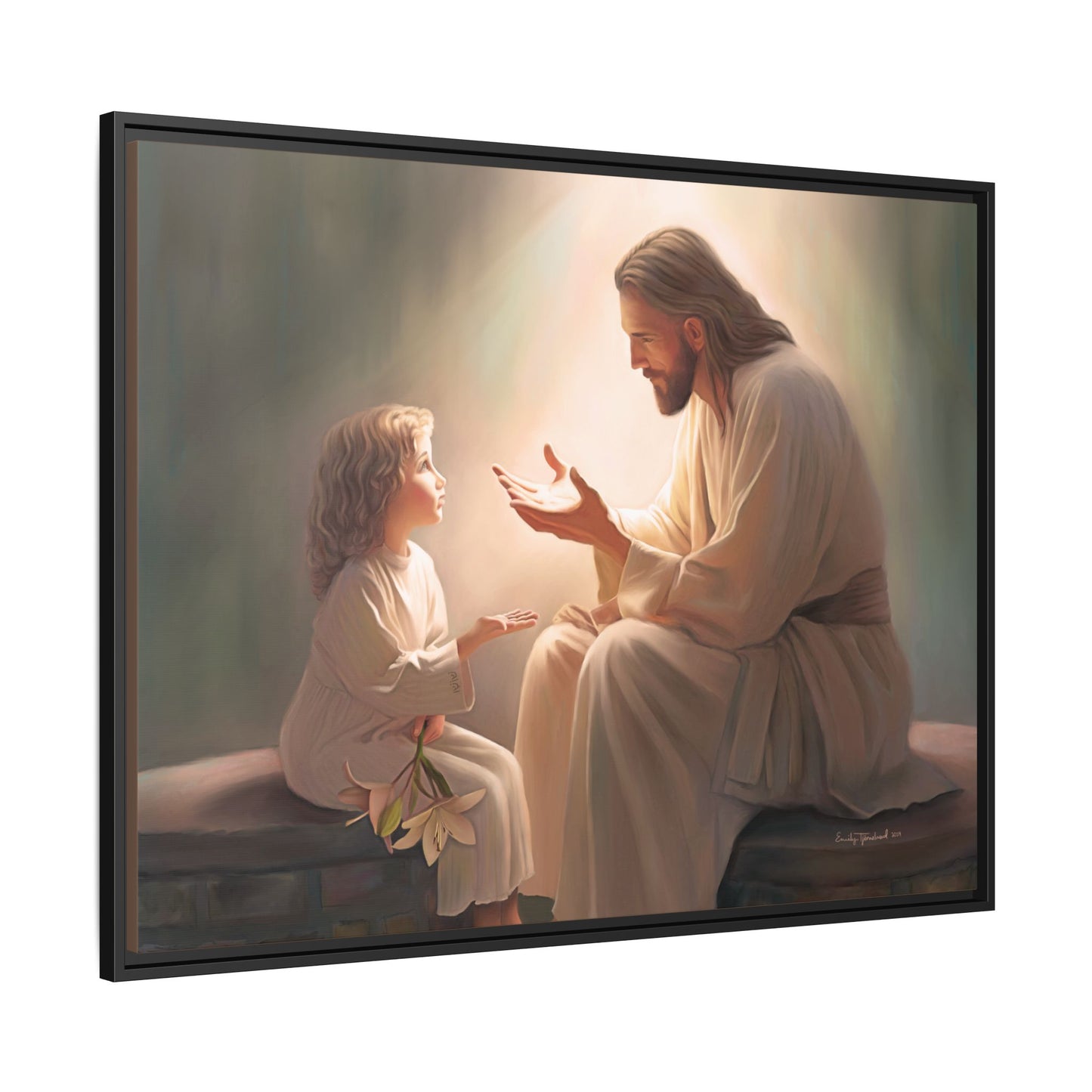 We are His Children, Fine Art Framed Canvas Print, Picture of Jesus, Jesus with a Child, Christian Gift, Christian Art, Jesus Christ Art with Child