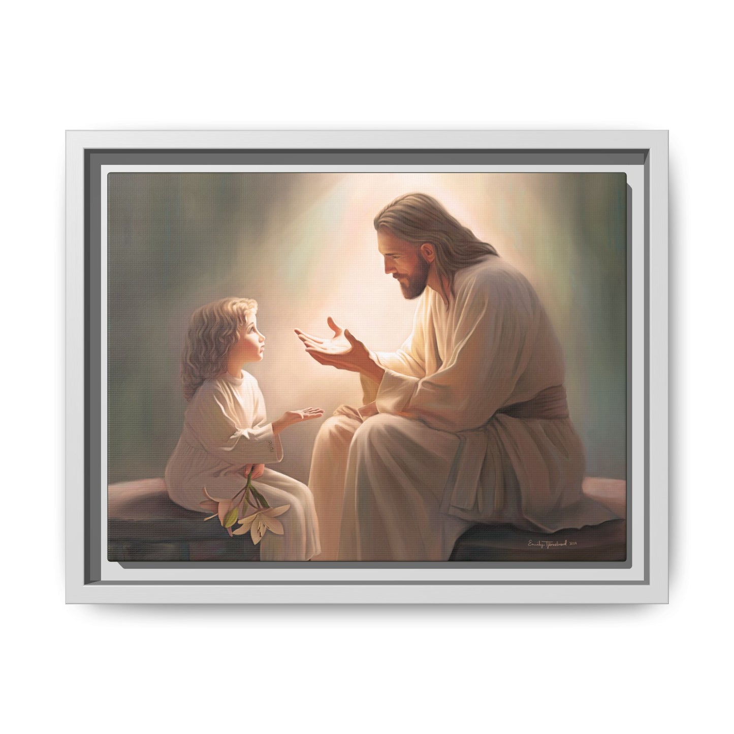 You Are The Light Fine Art Canvas Print, Framed, Picture of Jesus, Christian Gift, Christian Art, Jesus Christ Art with Child, Framed