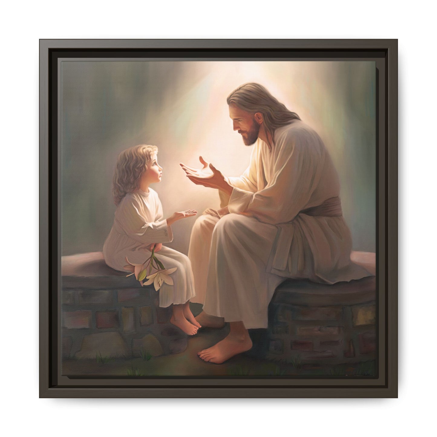 You Are The Light Fine Art Canvas Print, Framed, Picture of Jesus, Christian Gift, Christian Art, Jesus Christ Art with Child, Framed