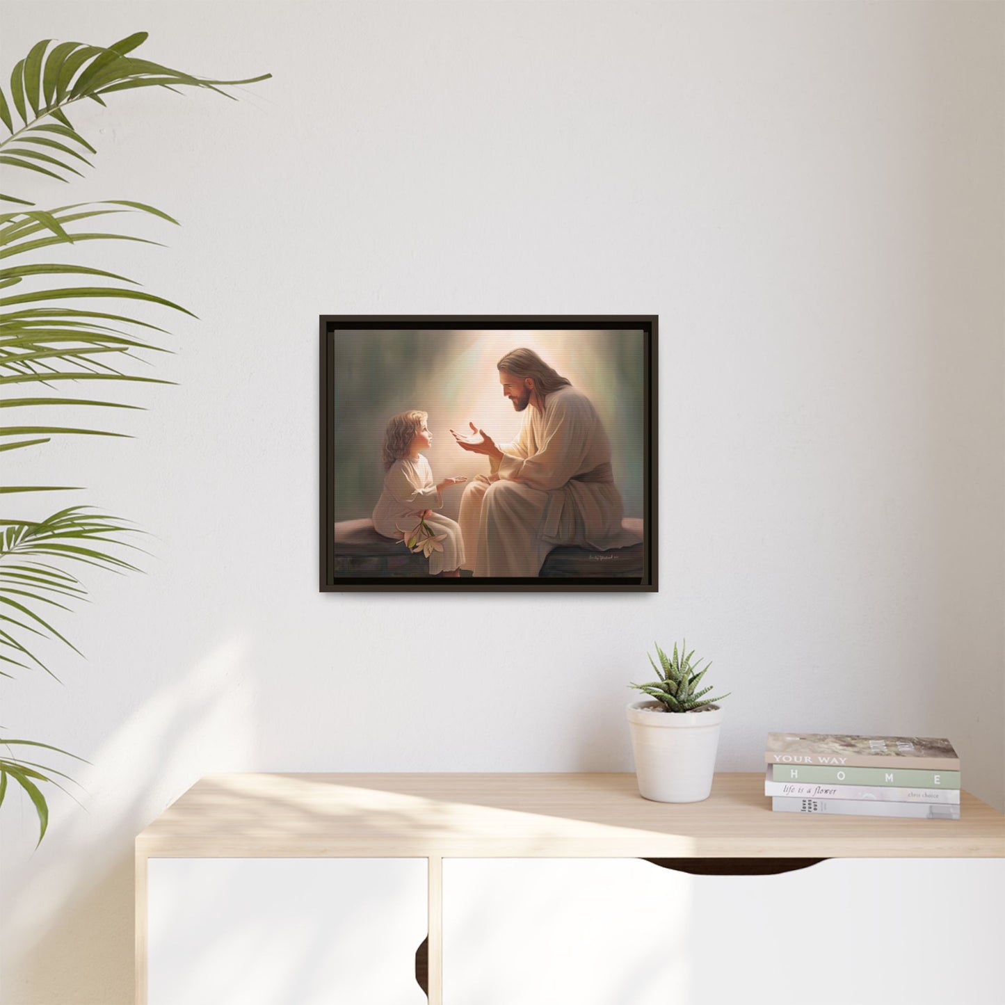 We are His Children, Fine Art Framed Canvas Print, Picture of Jesus, Jesus with a Child, Christian Gift, Christian Art, Jesus Christ Art with Child