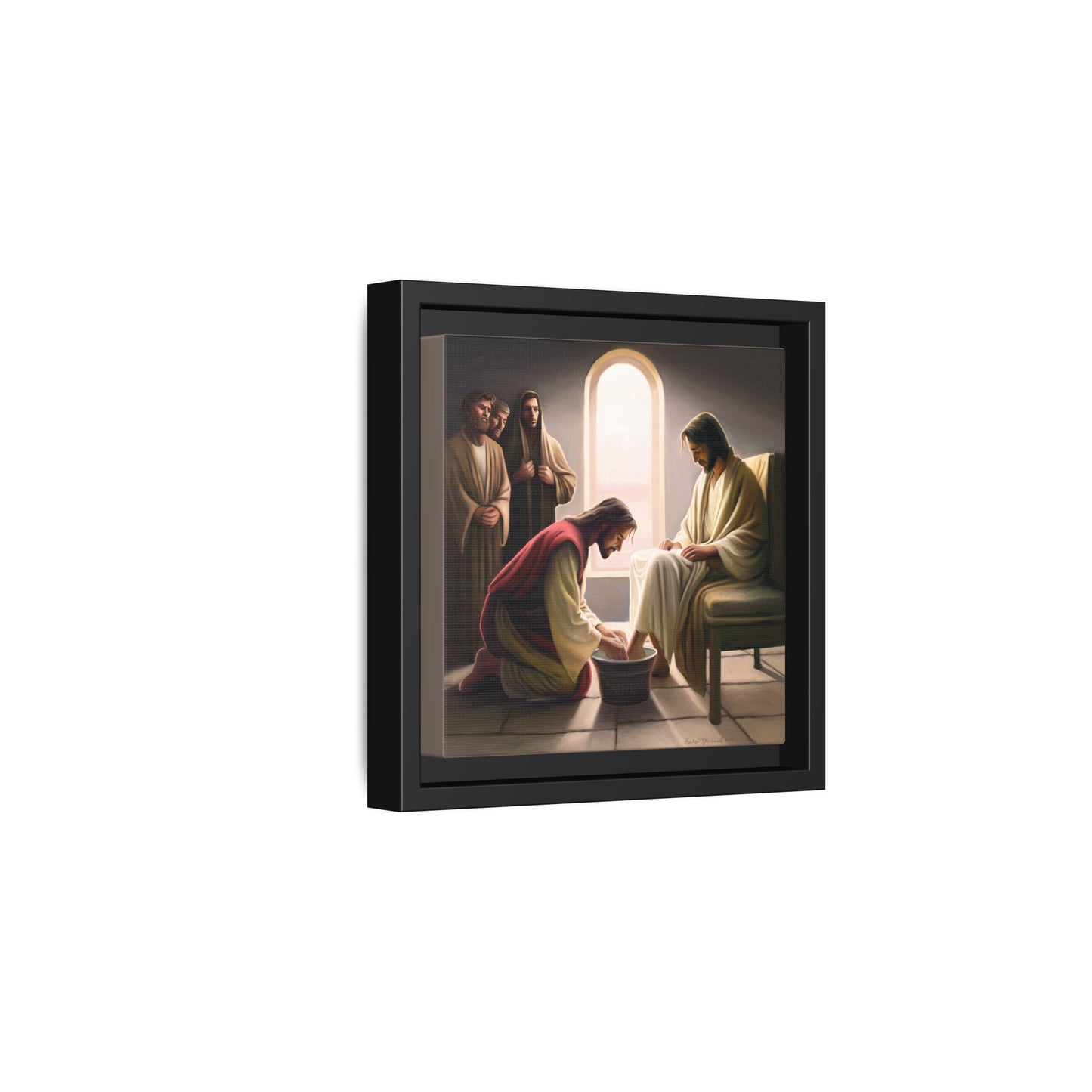 Jesus Washing Feet, Framed Canvas Print Art, Christ Washing Disciple's Feet, Christian Gift, Jesus Christ Serving Others, many sizes available