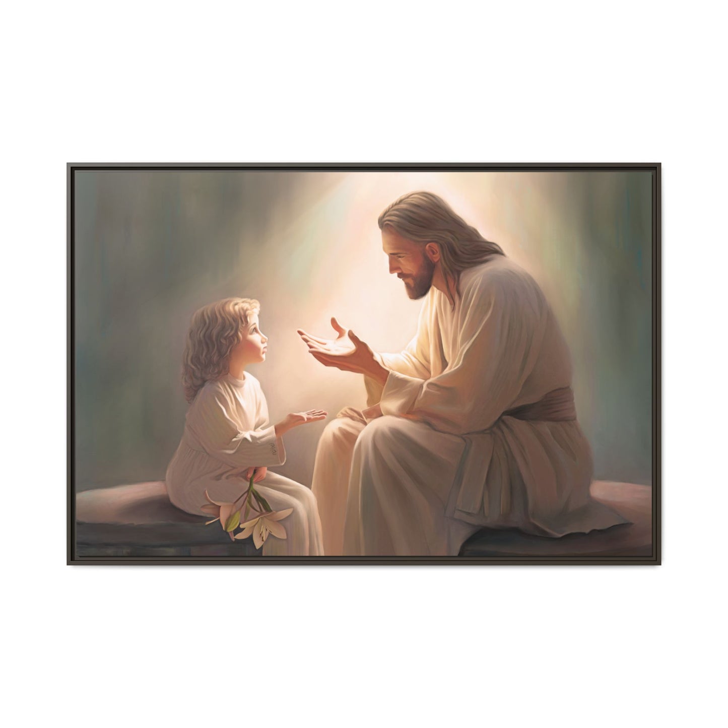 You Are The Light Fine Art Canvas Print, Framed, Picture of Jesus, Christian Gift, Christian Art, Jesus Christ Art with Child, Framed