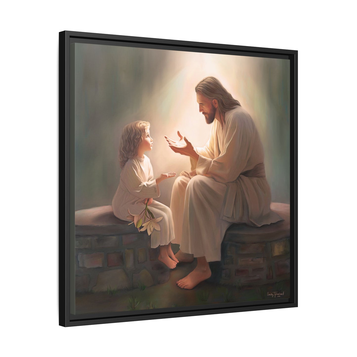 You Are The Light Fine Art Canvas Print, Framed, Picture of Jesus, Christian Gift, Christian Art, Jesus Christ Art with Child, Framed