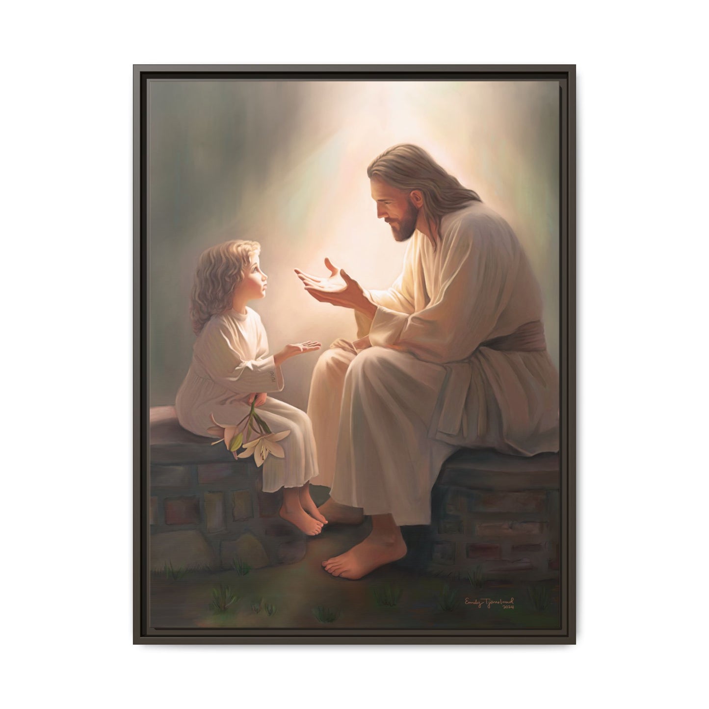 We are His Children, Fine Art Framed Canvas Print, Picture of Jesus, Jesus with a Child, Christian Gift, Christian Art, Jesus Christ Art with Child