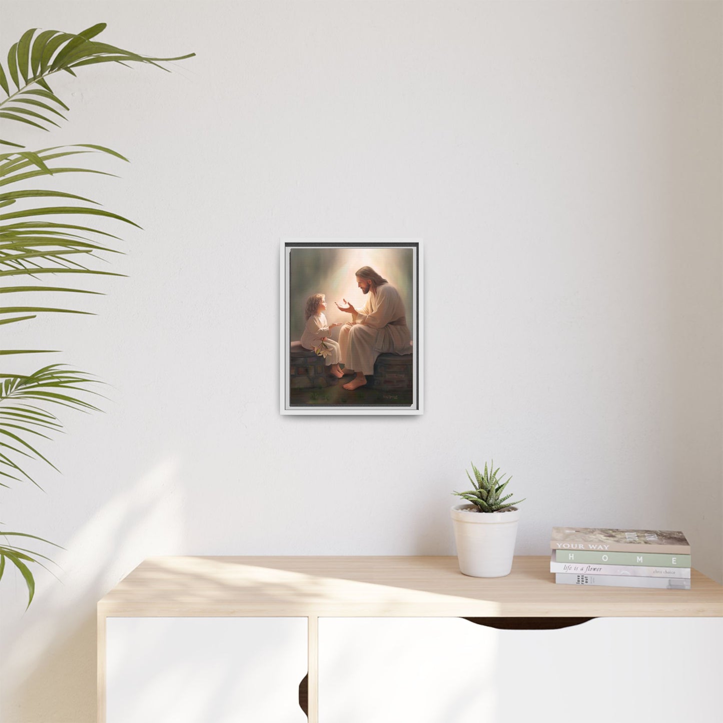 We are His Children, Fine Art Framed Canvas Print, Picture of Jesus, Jesus with a Child, Christian Gift, Christian Art, Jesus Christ Art with Child