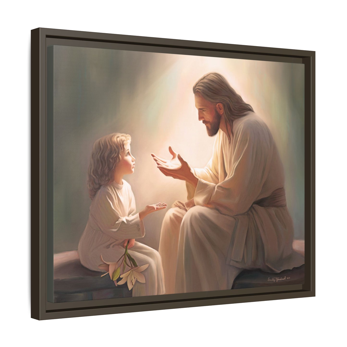 You Are The Light Fine Art Canvas Print, Framed, Picture of Jesus, Christian Gift, Christian Art, Jesus Christ Art with Child, Framed