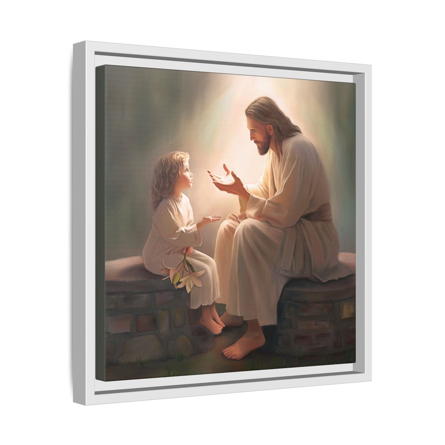 You Are The Light Fine Art Canvas Print, Framed, Picture of Jesus, Christian Gift, Christian Art, Jesus Christ Art with Child, Framed