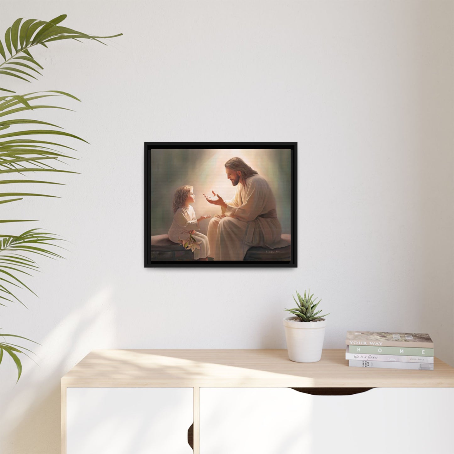 We are His Children, Fine Art Framed Canvas Print, Picture of Jesus, Jesus with a Child, Christian Gift, Christian Art, Jesus Christ Art with Child